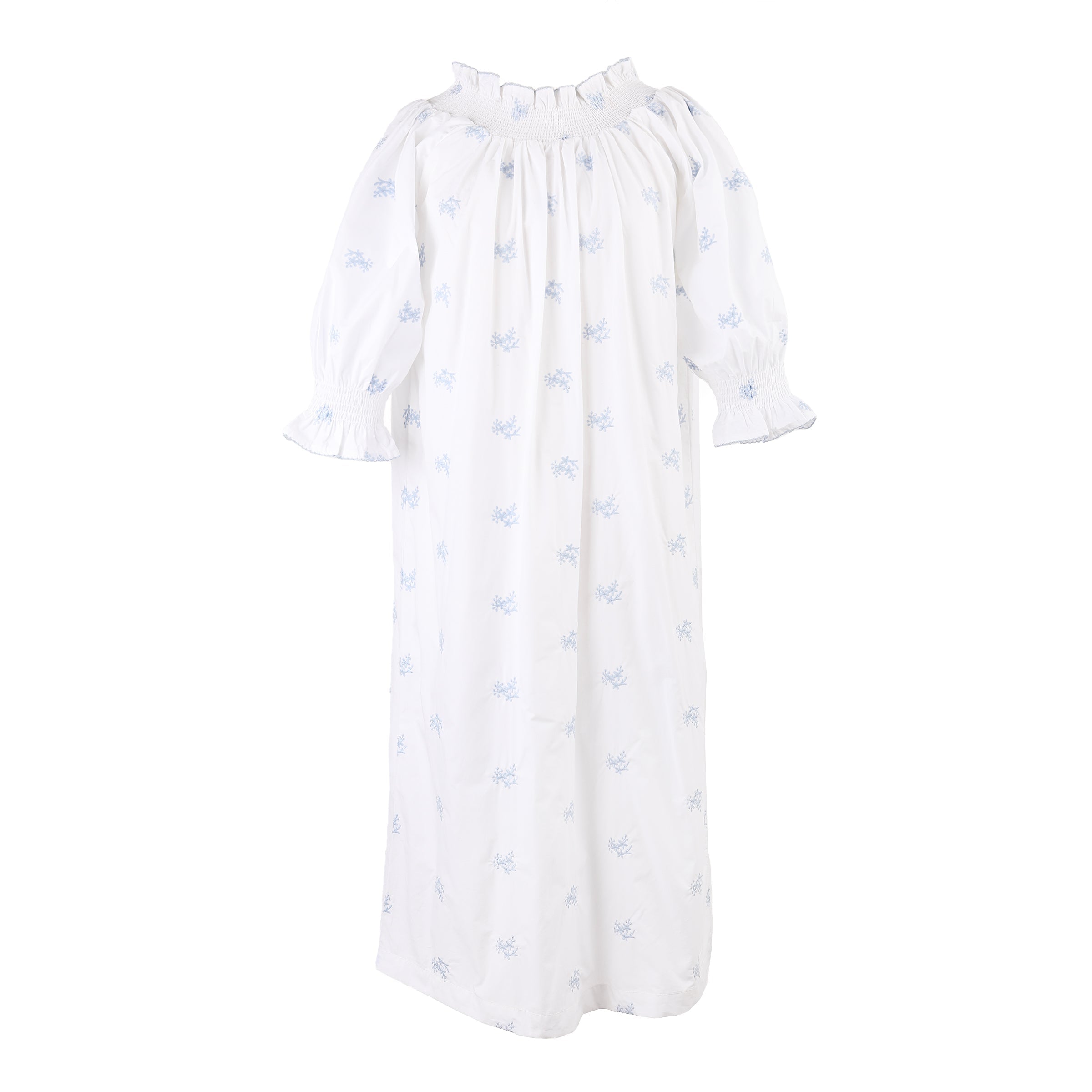 NANCY COTTON EMBROIDERED LONG SLEEVE NIGHTGOWN