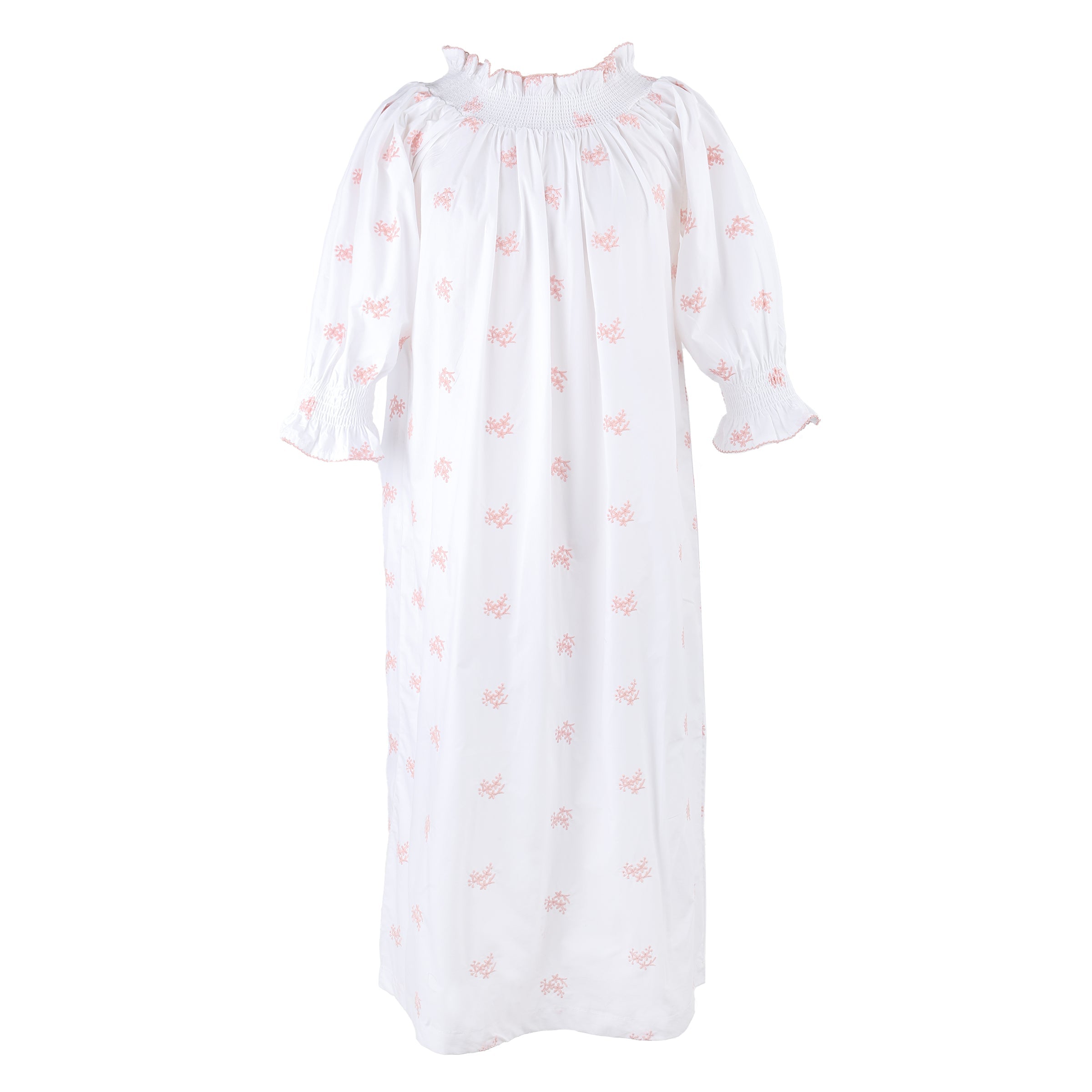 NANCY COTTON EMBROIDERED LONG SLEEVE NIGHTGOWN