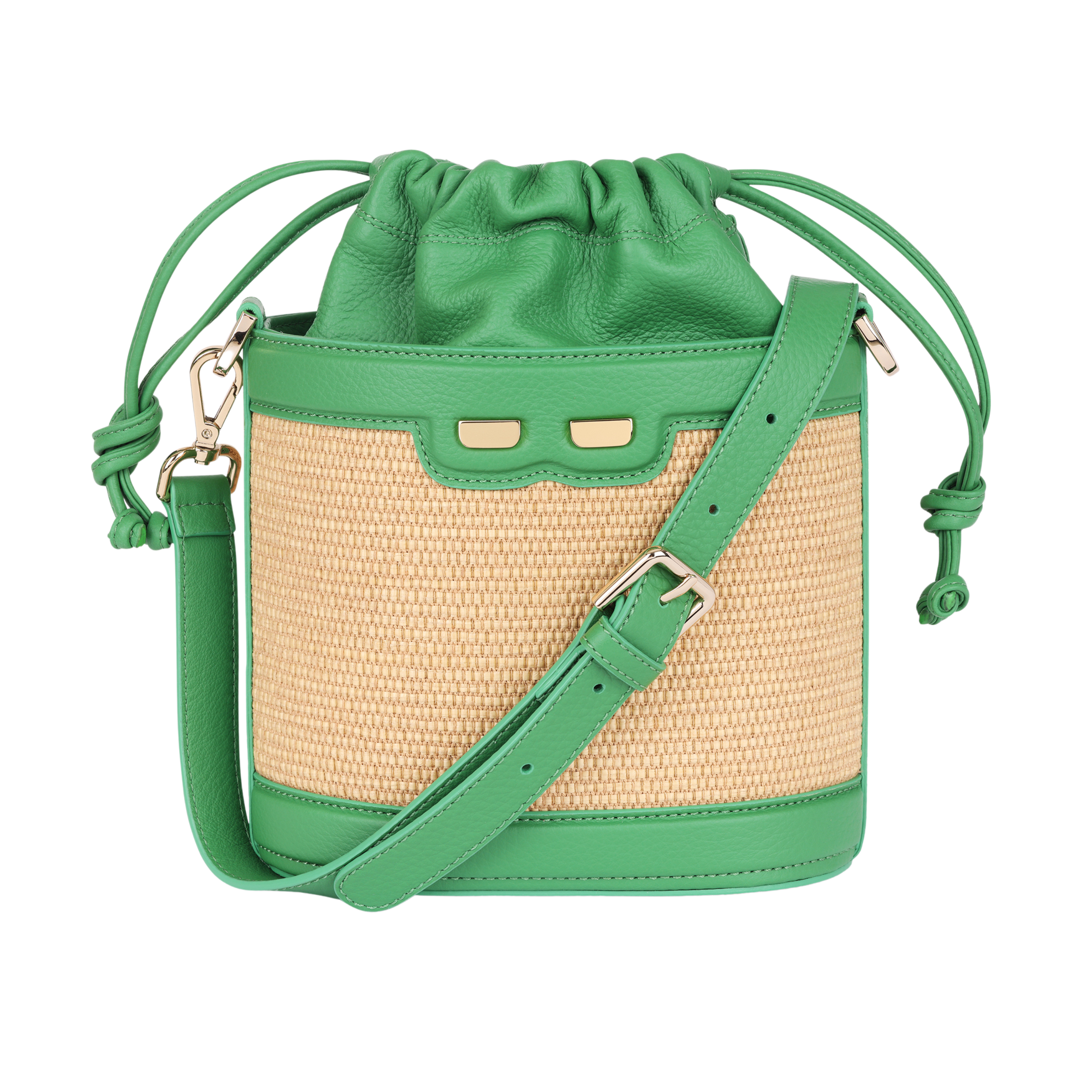 Byrd Bucket in Raffia and Green