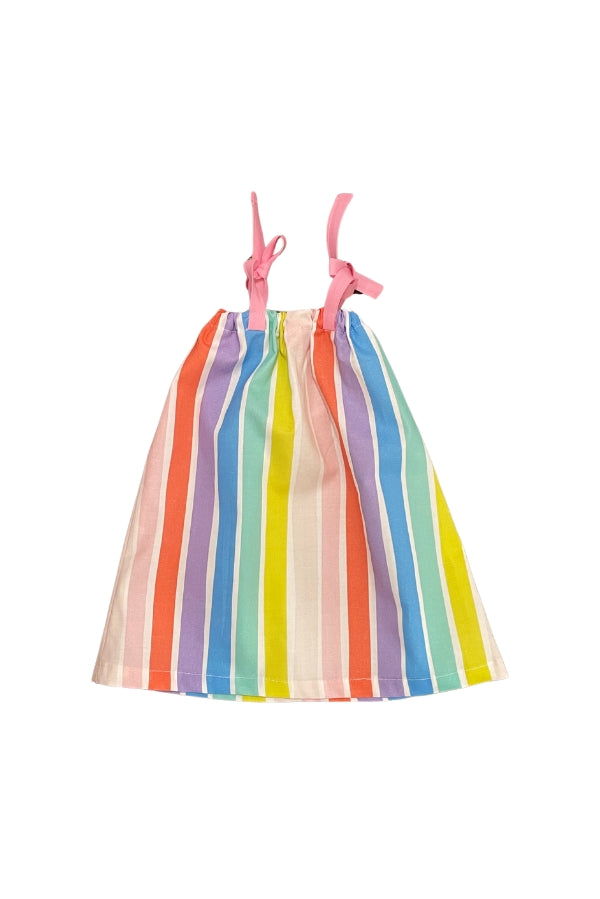 The Rainbow Striped Girls Peasant Dress