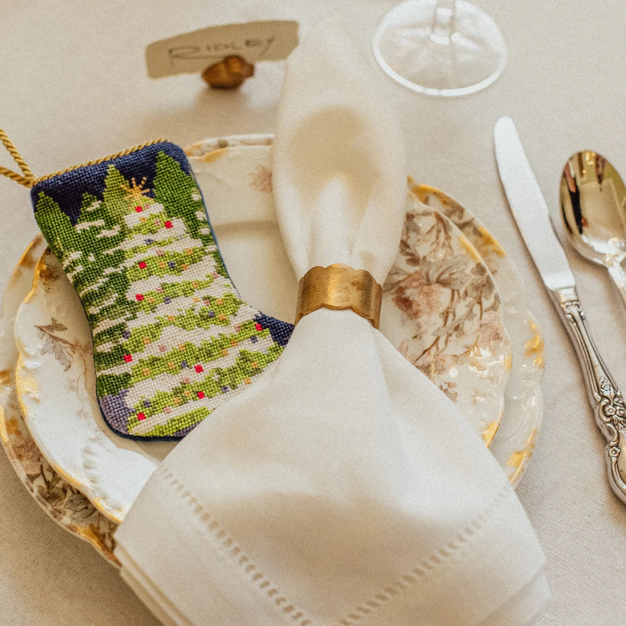 Brass Scallop Napkin Rings Set