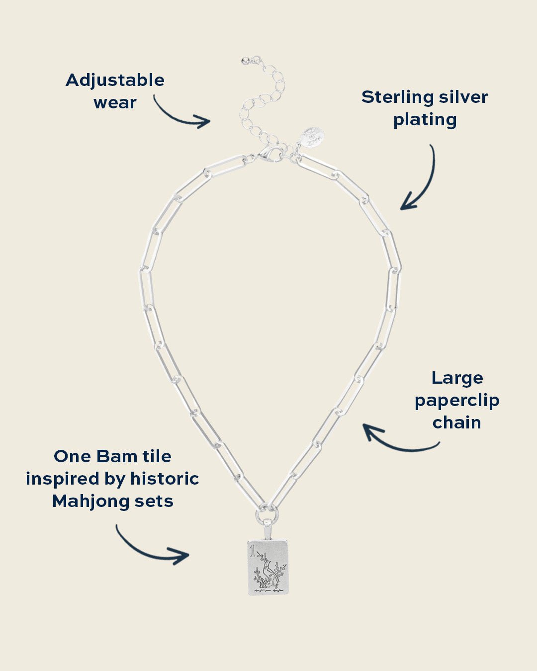 Bird Bam Mahjong Large Paperclip Necklace