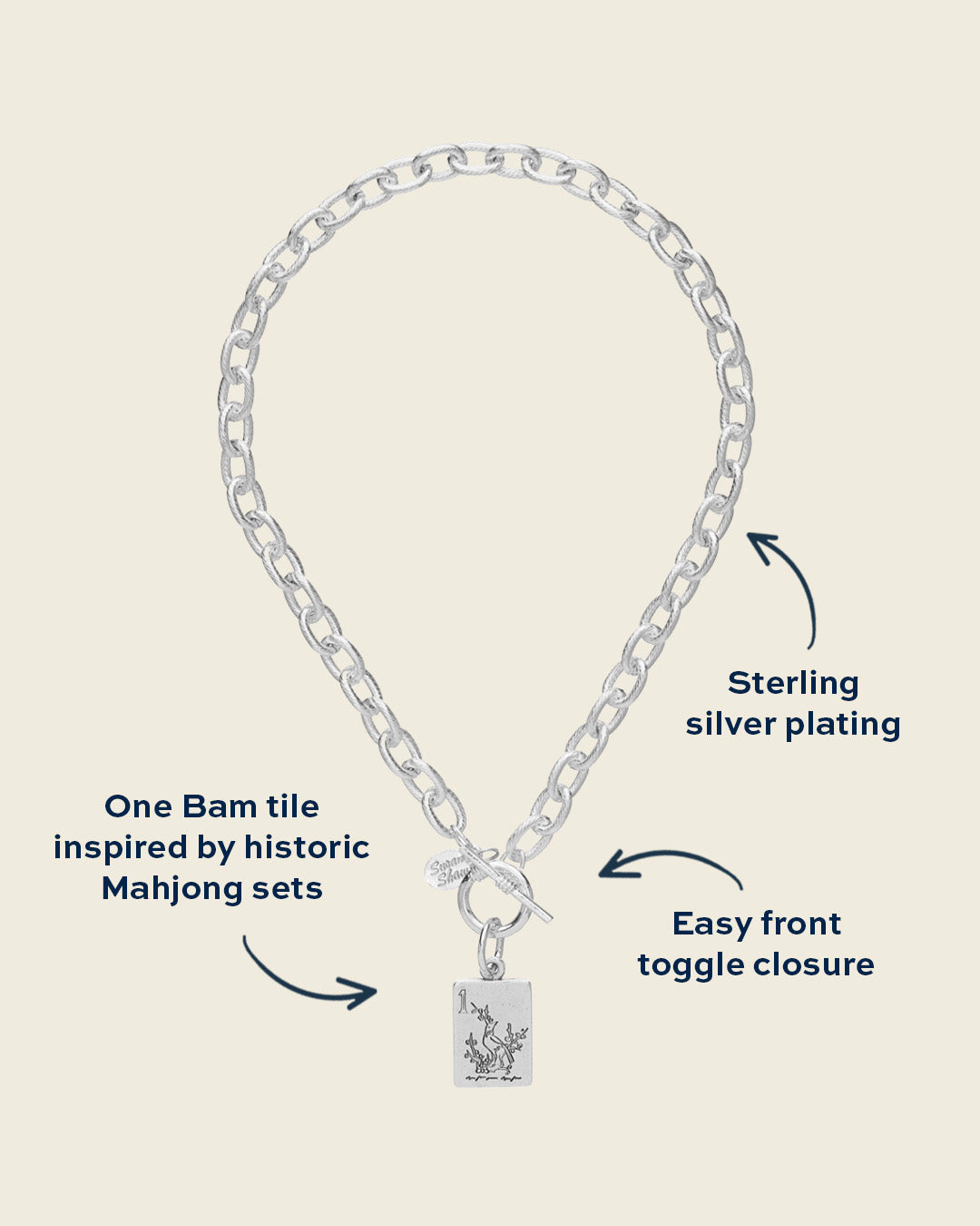 Bird Bam Mahjong Toggle Necklace