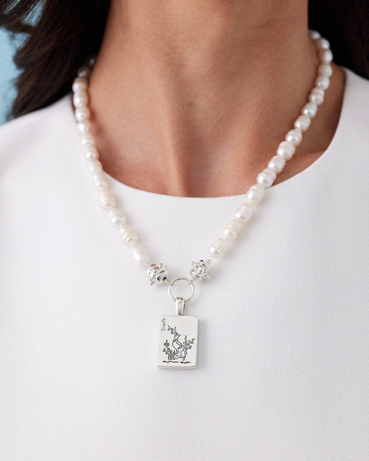 Bird Bam Mahjong Pearl Necklace