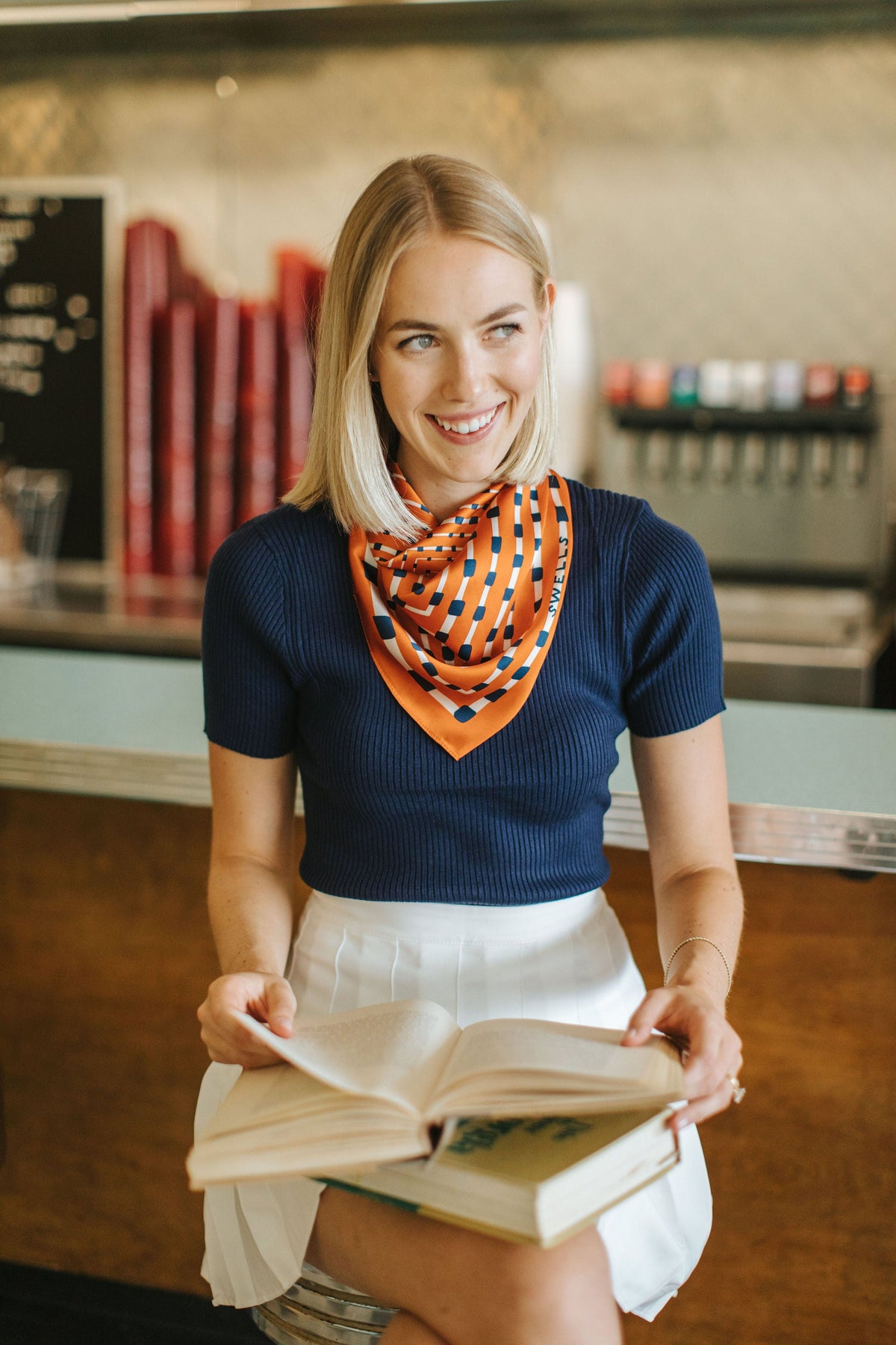Orange + Navy Scarf