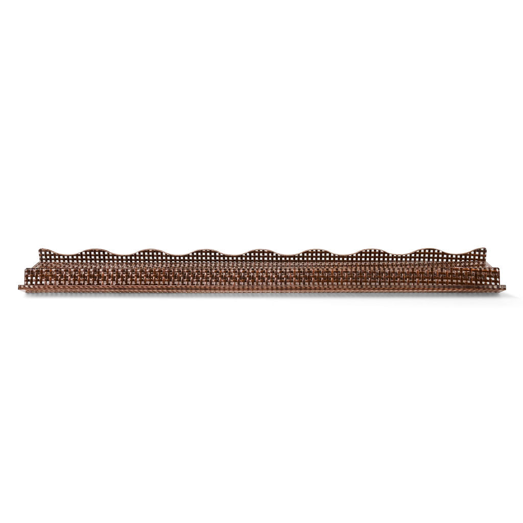 Shoreline Mahjong Rack & Wavy Pusher | 20 Inches | Set of 4 | Chocolate Woven Rattan