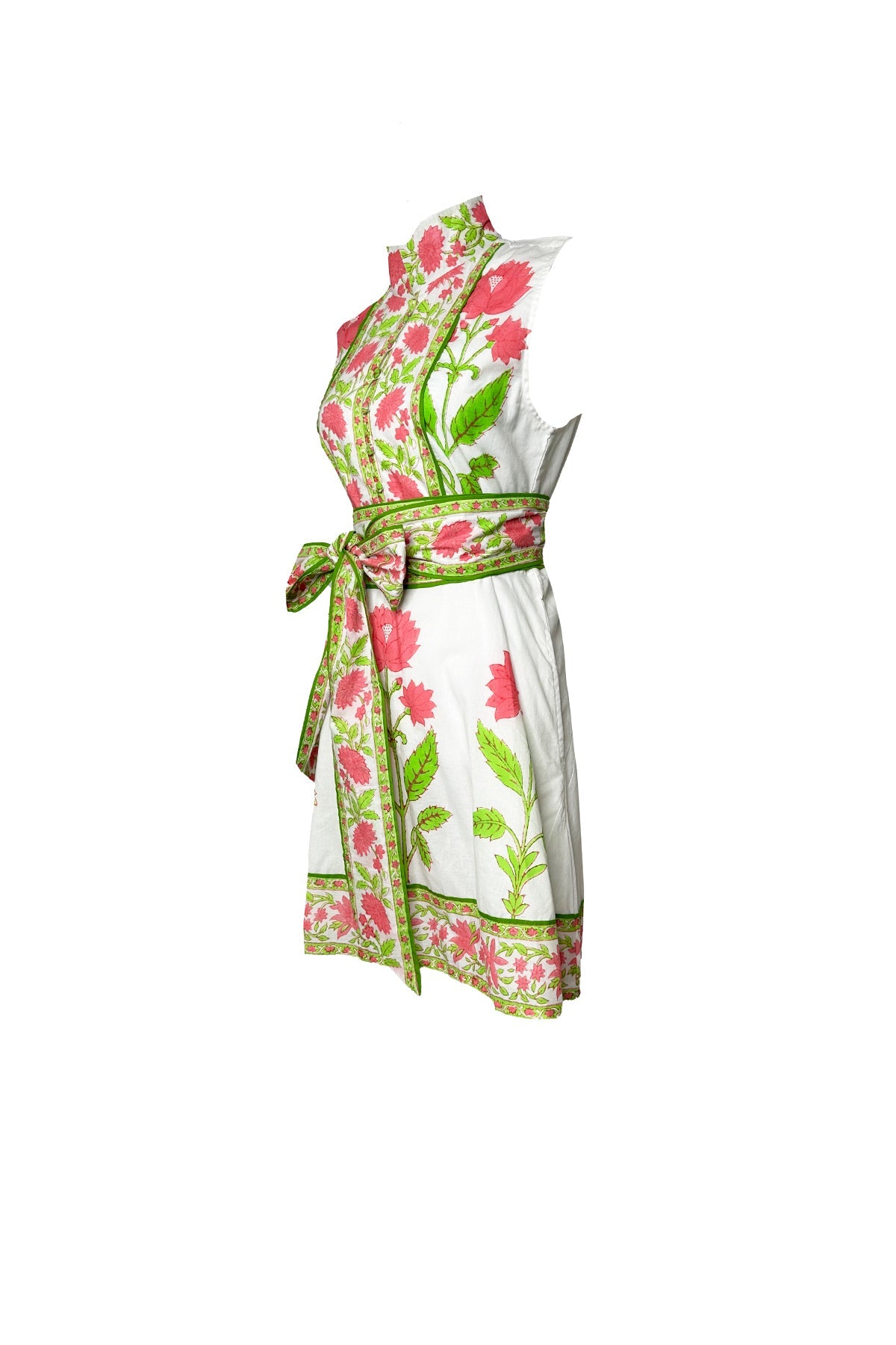 Sleeveless SUE SARTOR Flounce Mini | Watermelon Dahlia