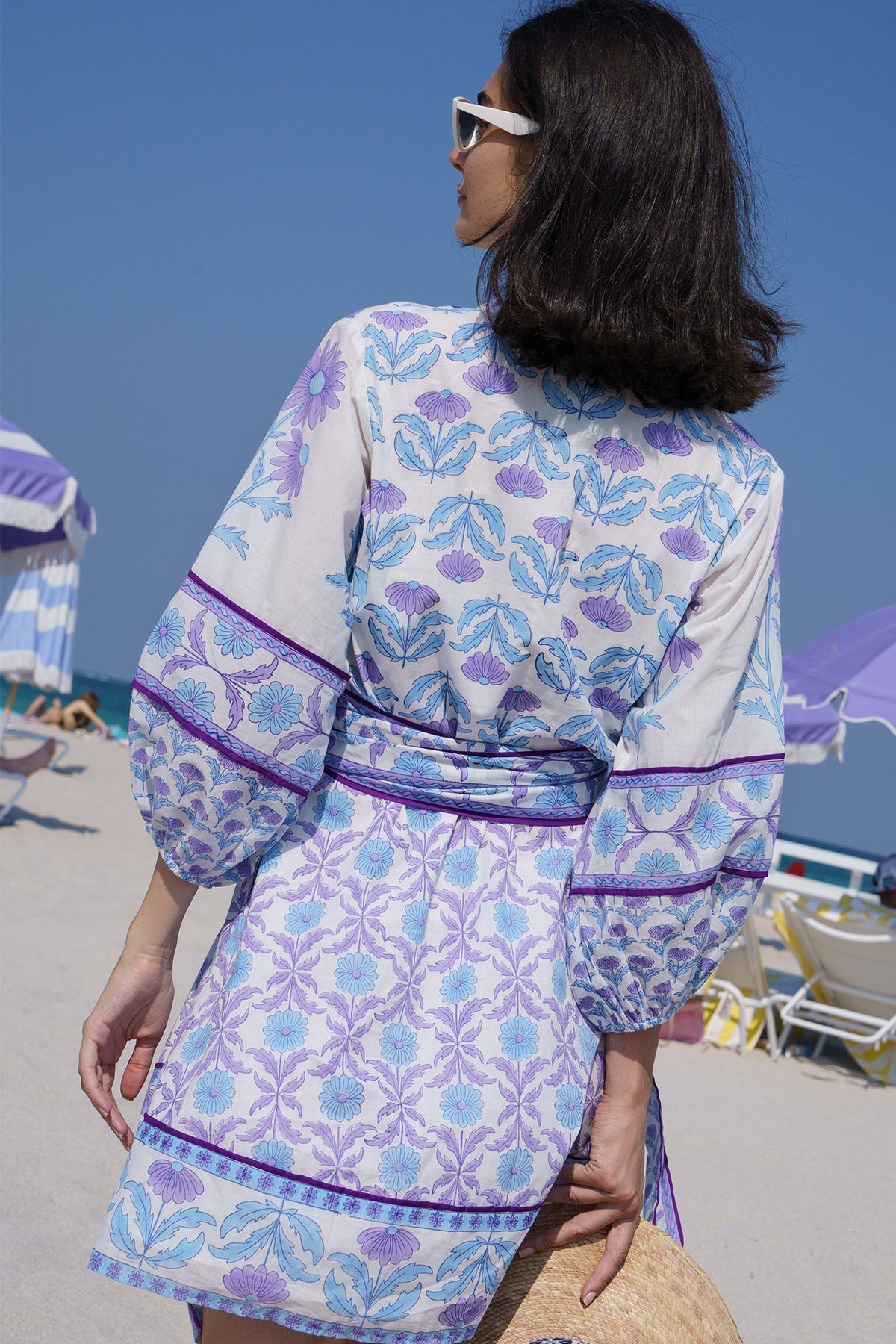 SUE SARTOR Flounce Shorty | Periwinkle Daisy