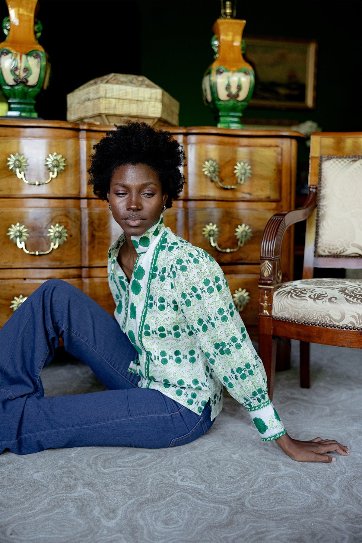 Boxy Balloon Sleeve Top | Emerald Green SUE SARTOR Marigold