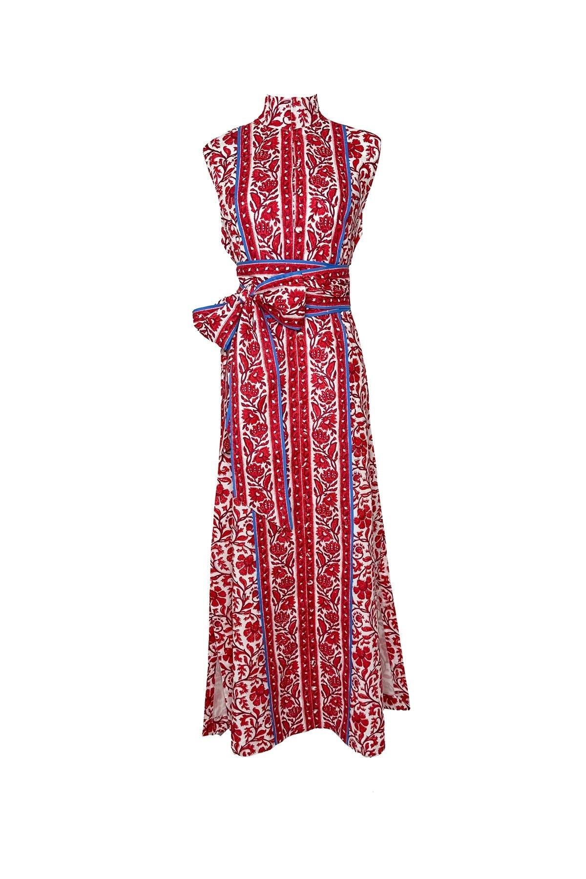 Sleeveless Marrakech Kaftan Cherry Victorian Frieze L