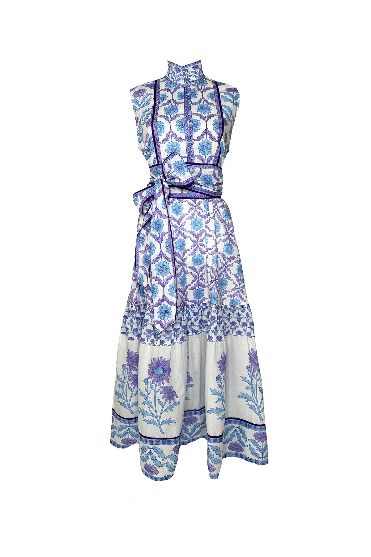 Sleeveless Sue Sartor Flounce in Periwinkle Daisy
