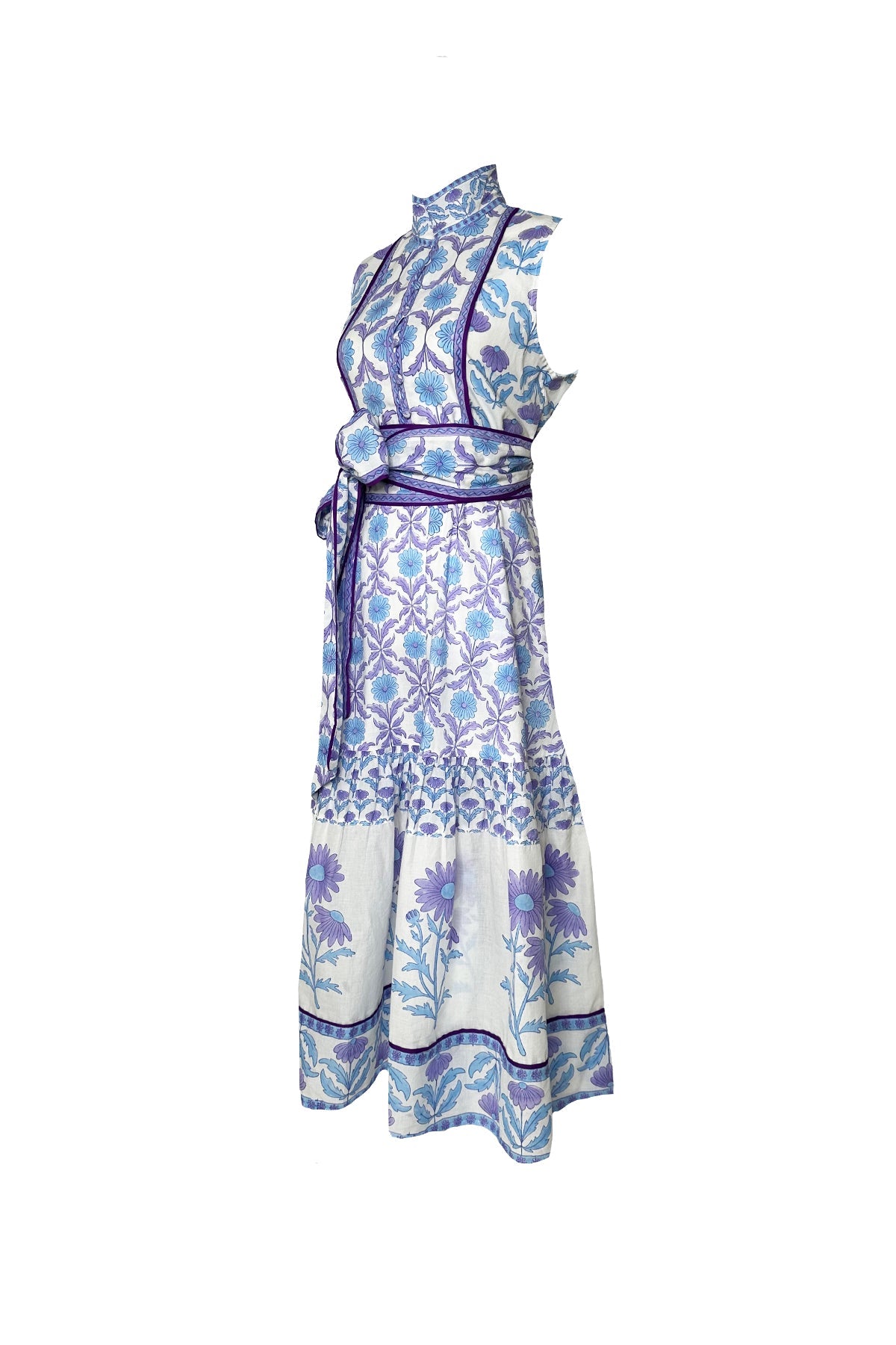Sleeveless SUE SARTOR Flounce | Periwinkle Daisy