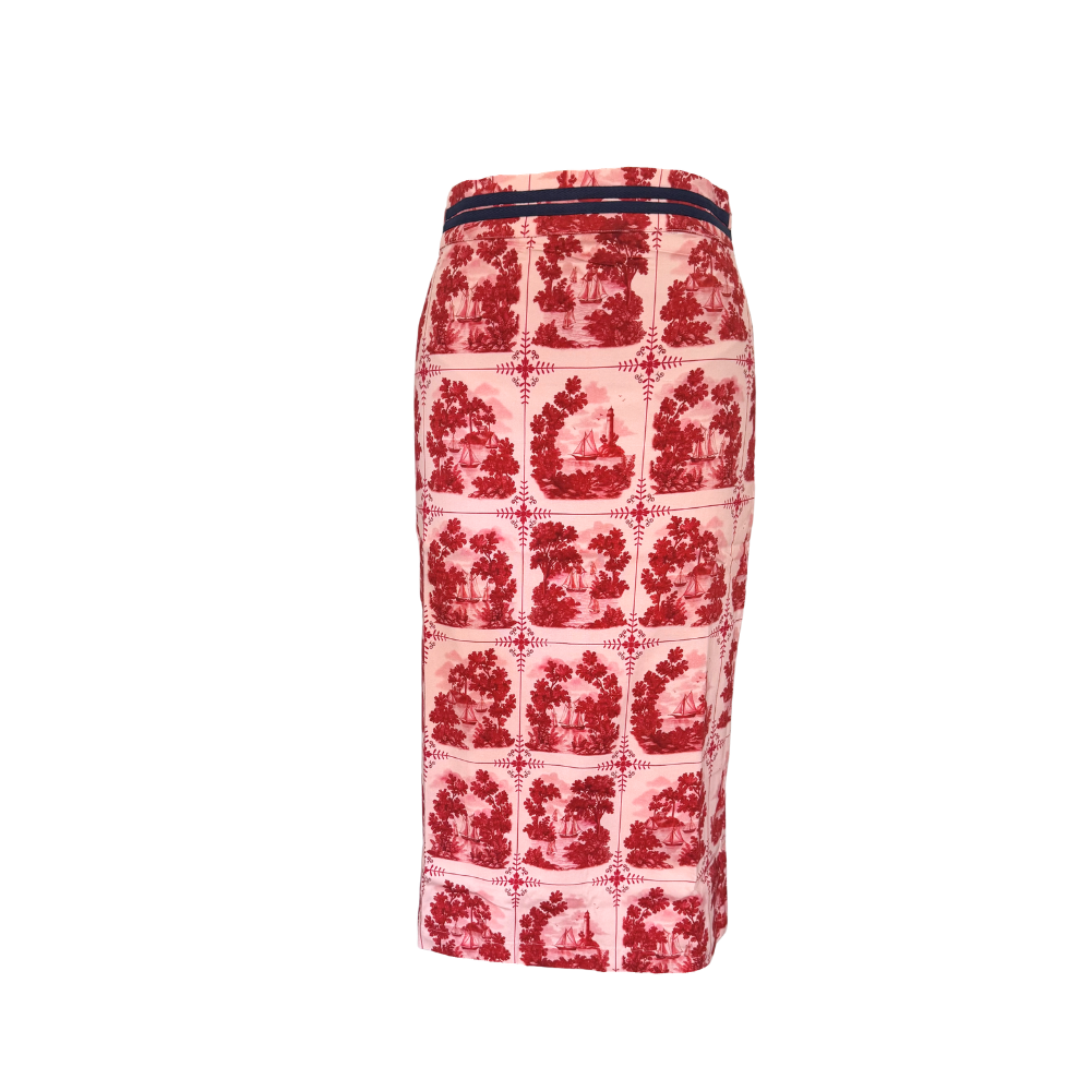 Carol Midi Skirt - Red Sailor's Tile