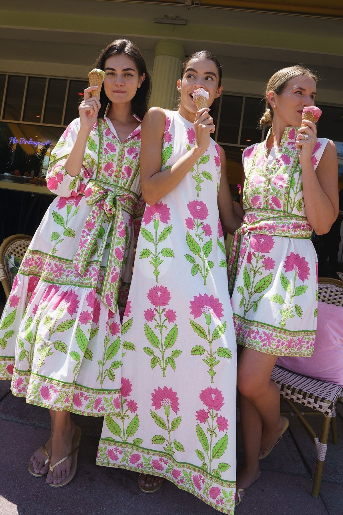 Sleeveless SUE SARTOR Flounce Mini | Watermelon Dahlia
