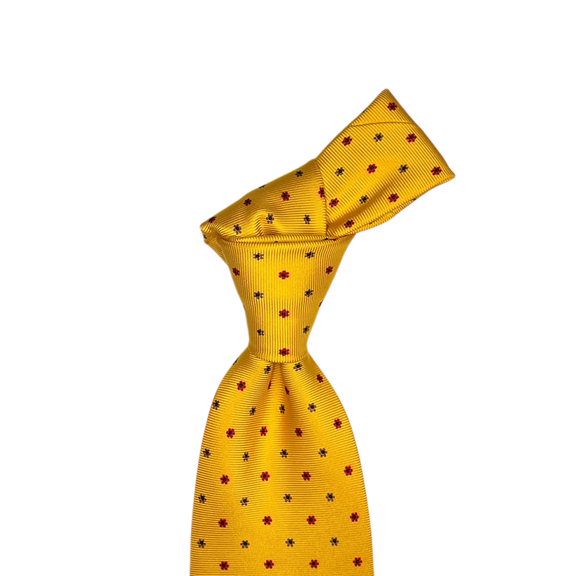Tie - Yellow w/ Red and Brown Flower