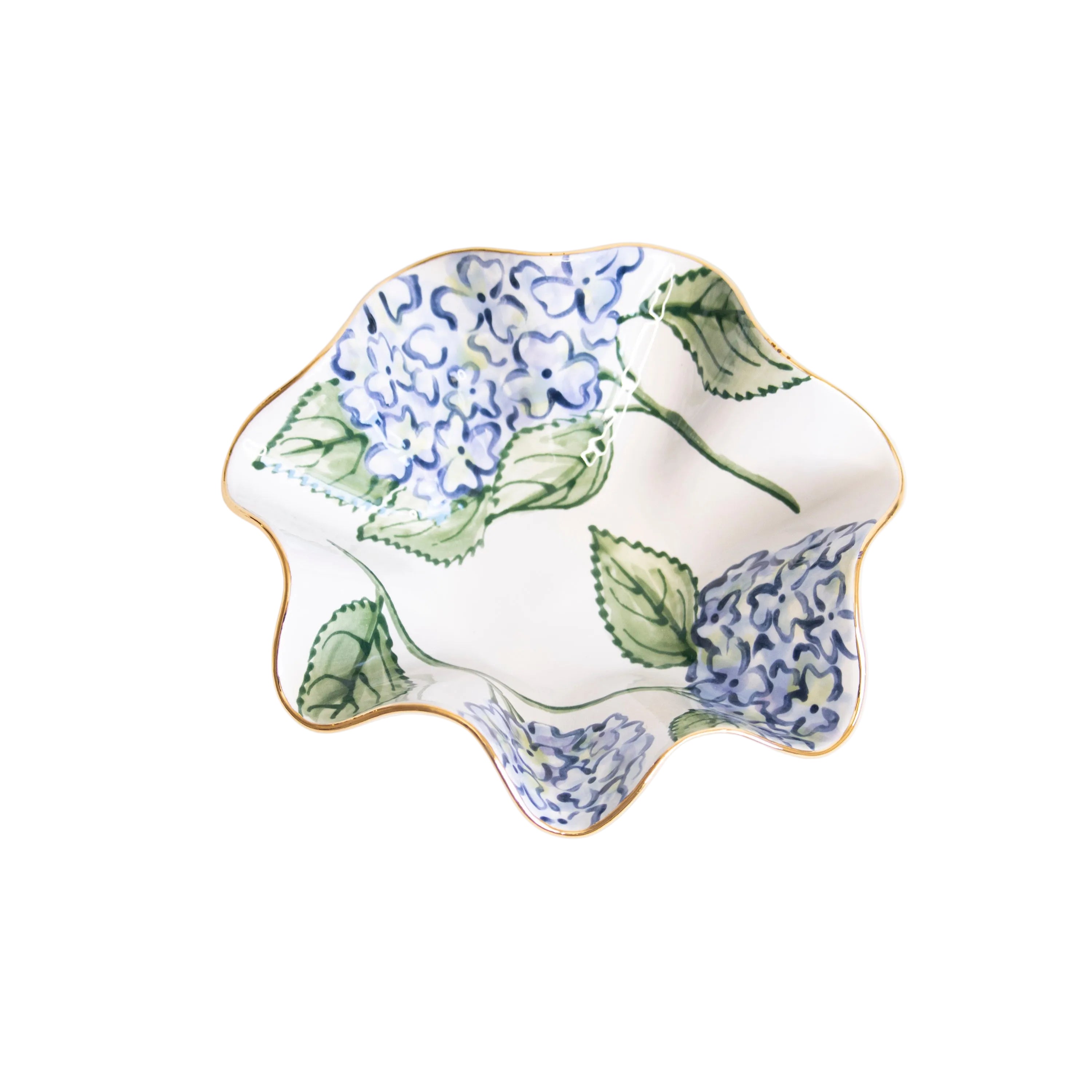 Alene Blue Hydrangea Wavy Bowl