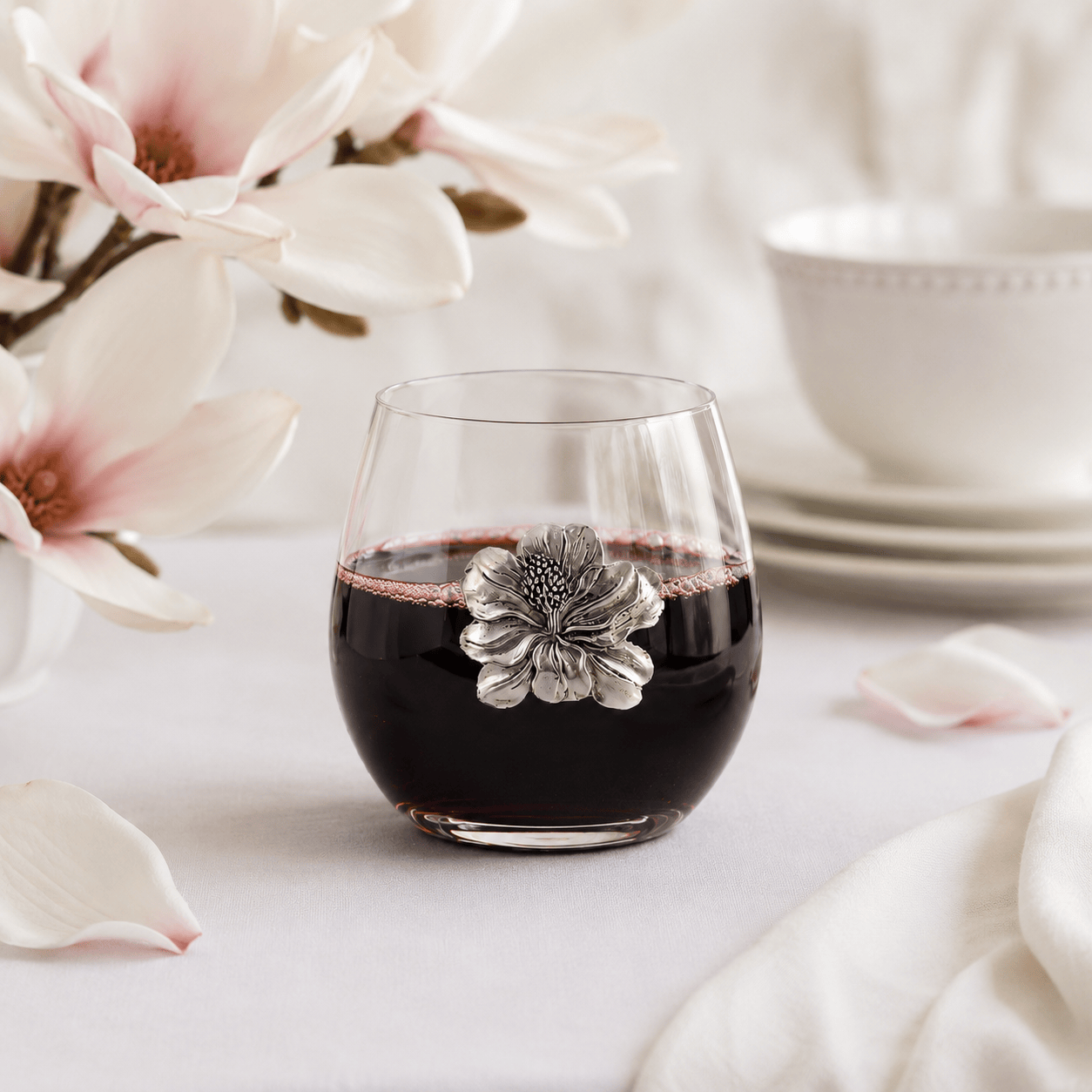 Magnolia Stemless Wine Glasses - Set of 4