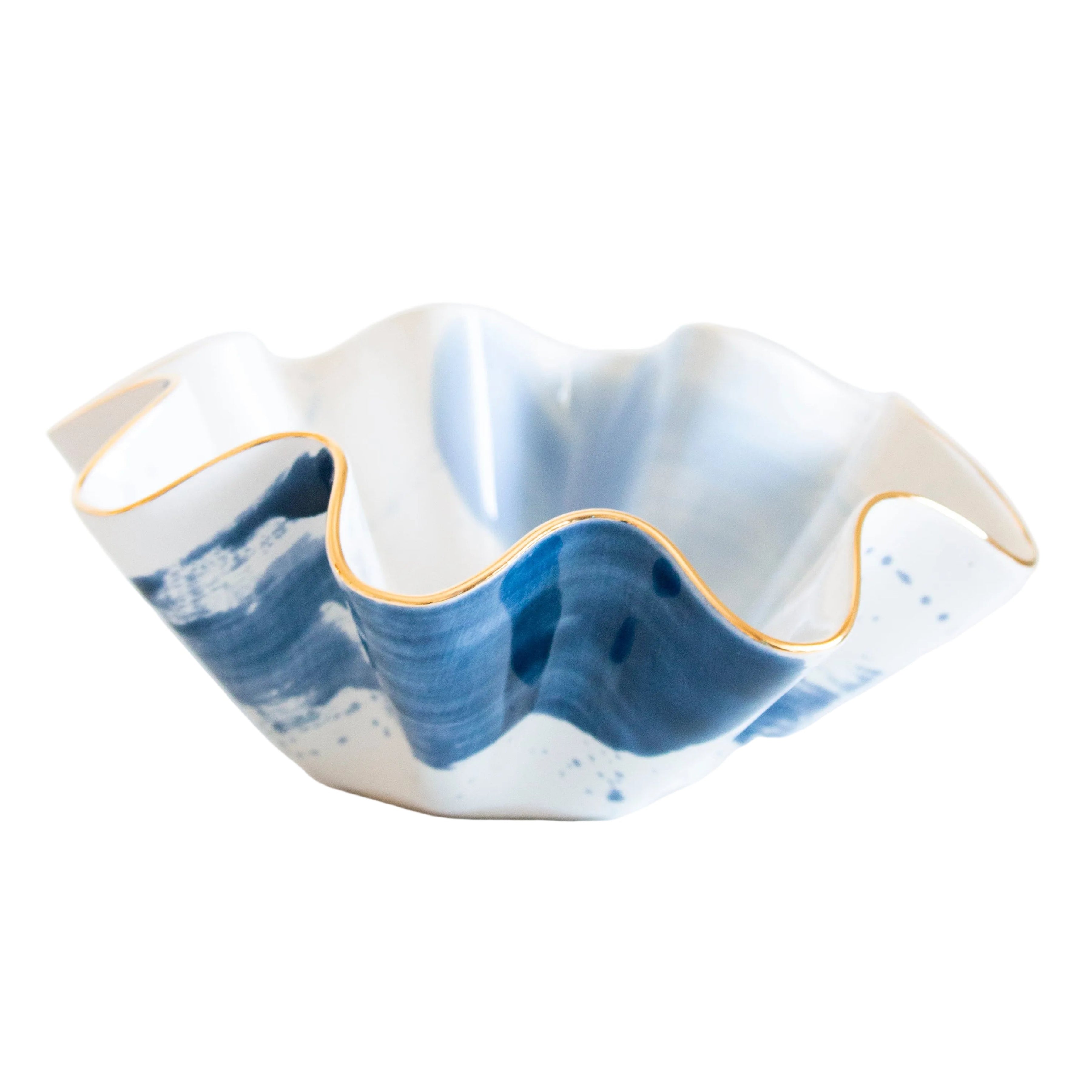 Bijou Blue Watercolor Wavy Bowl