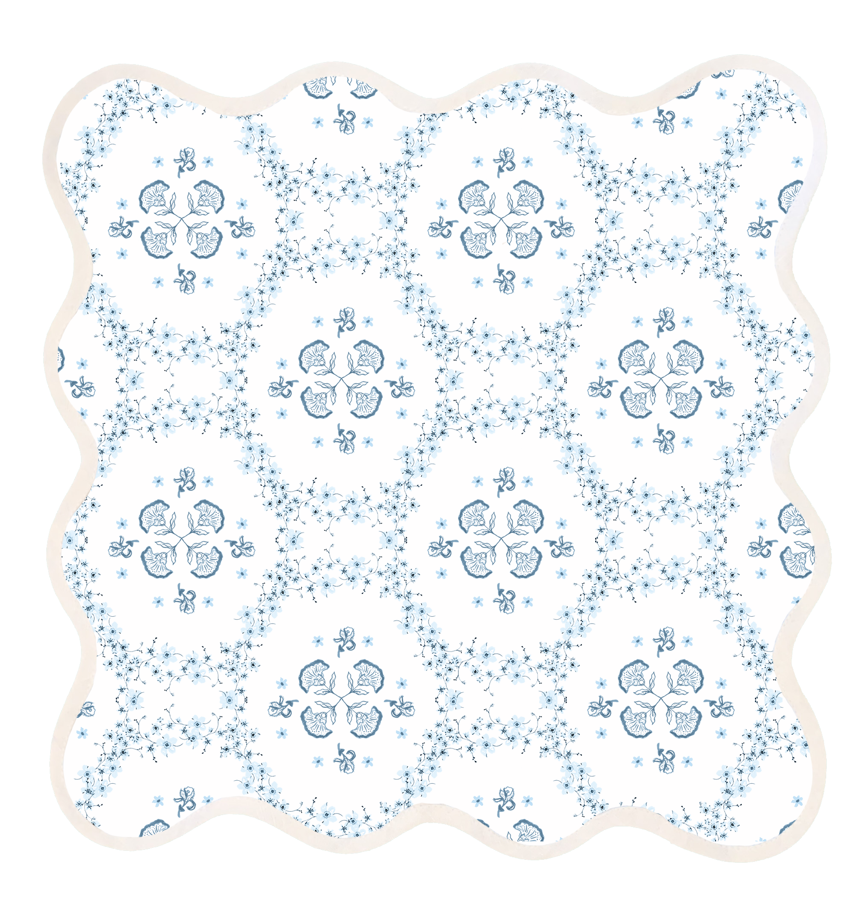 Square Scalloped Placemat | Floral Trellis