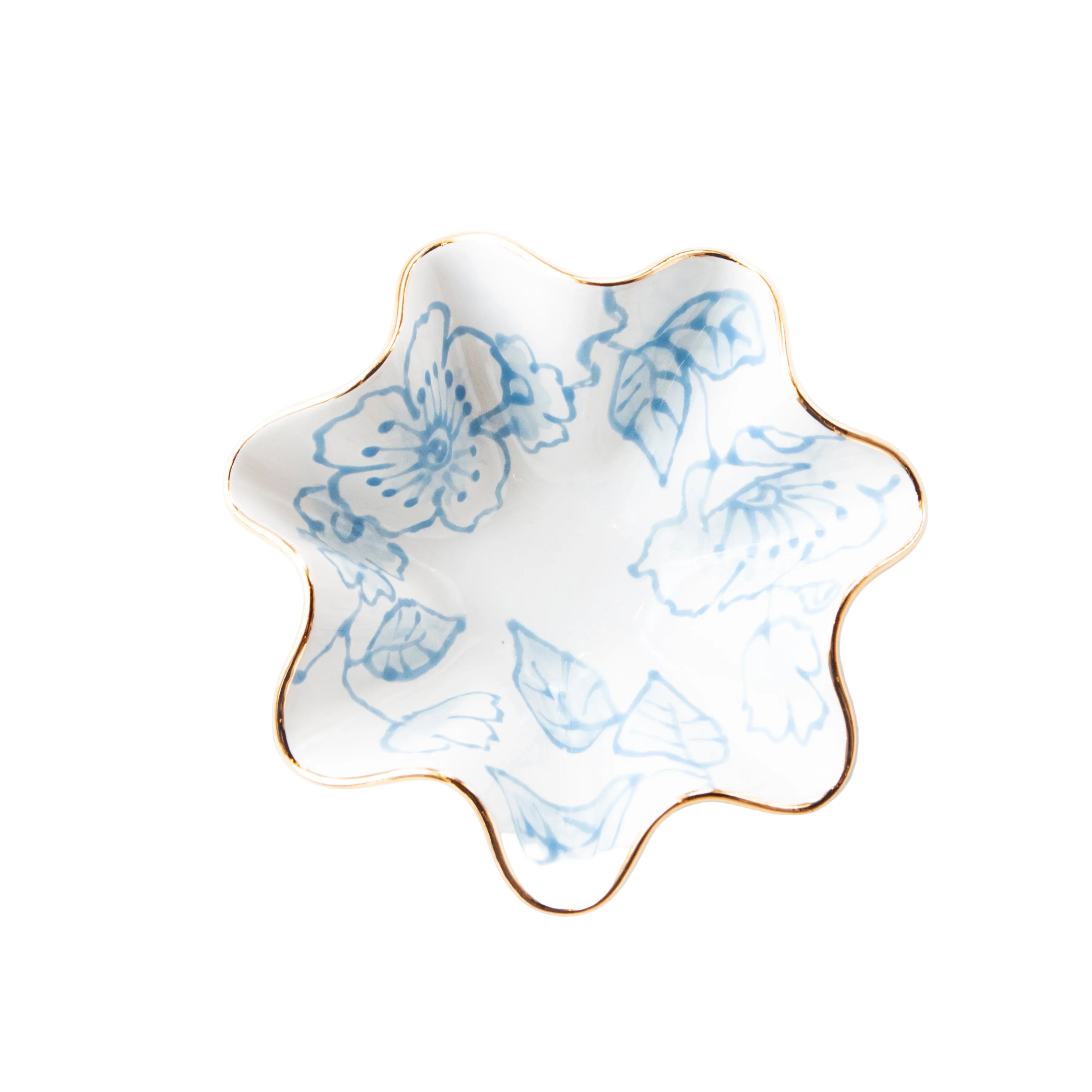 Adorn Blue Blossom Chinoiserie Wavy Bowls