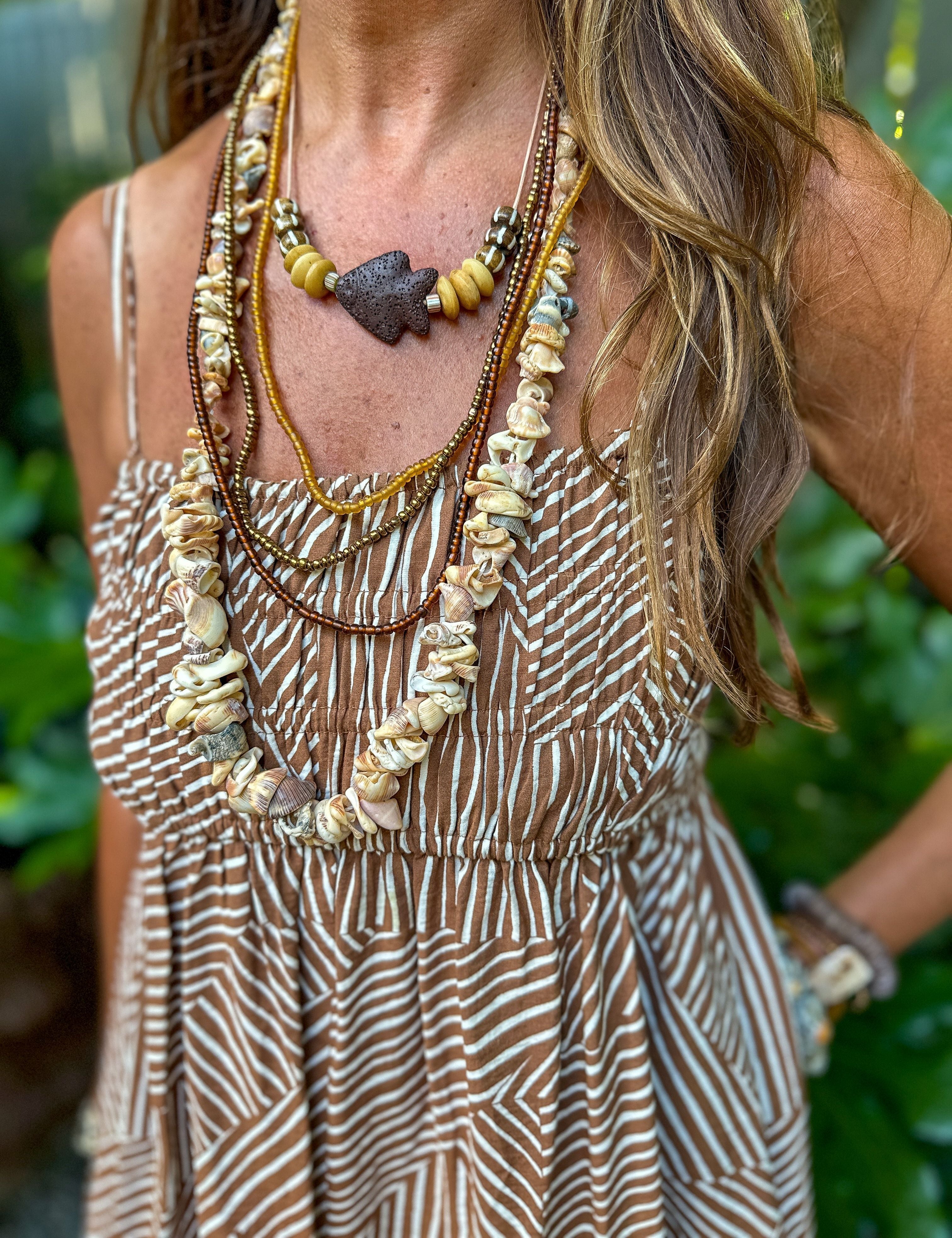 Layer Necklace Set | Brown Shell