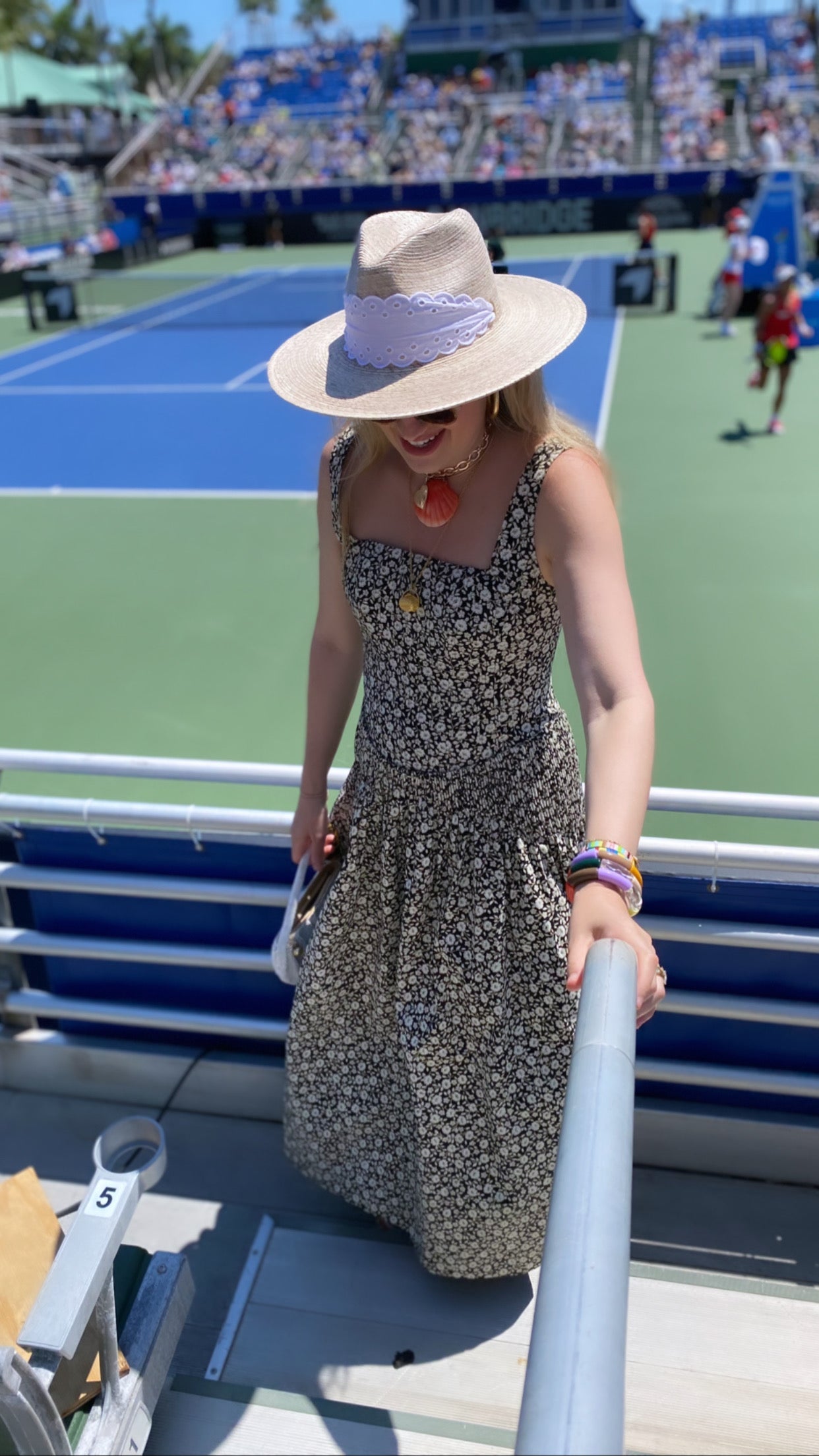 Zinnia Sun Hat - Blue Thistle Block Print Hat Scarf
