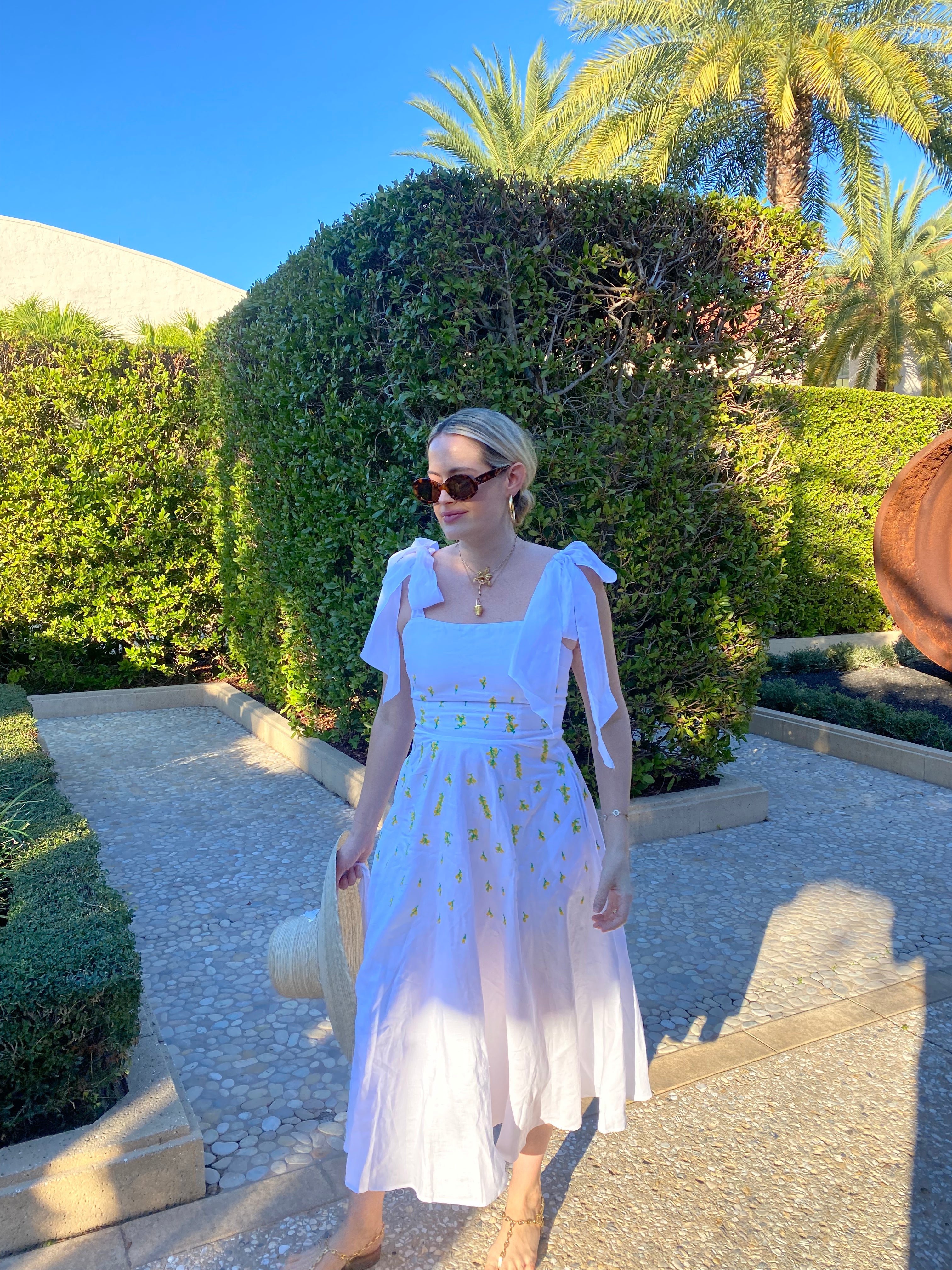 Daisy Sun Hat - Wide & Short Coral Grosgrain Ribbon