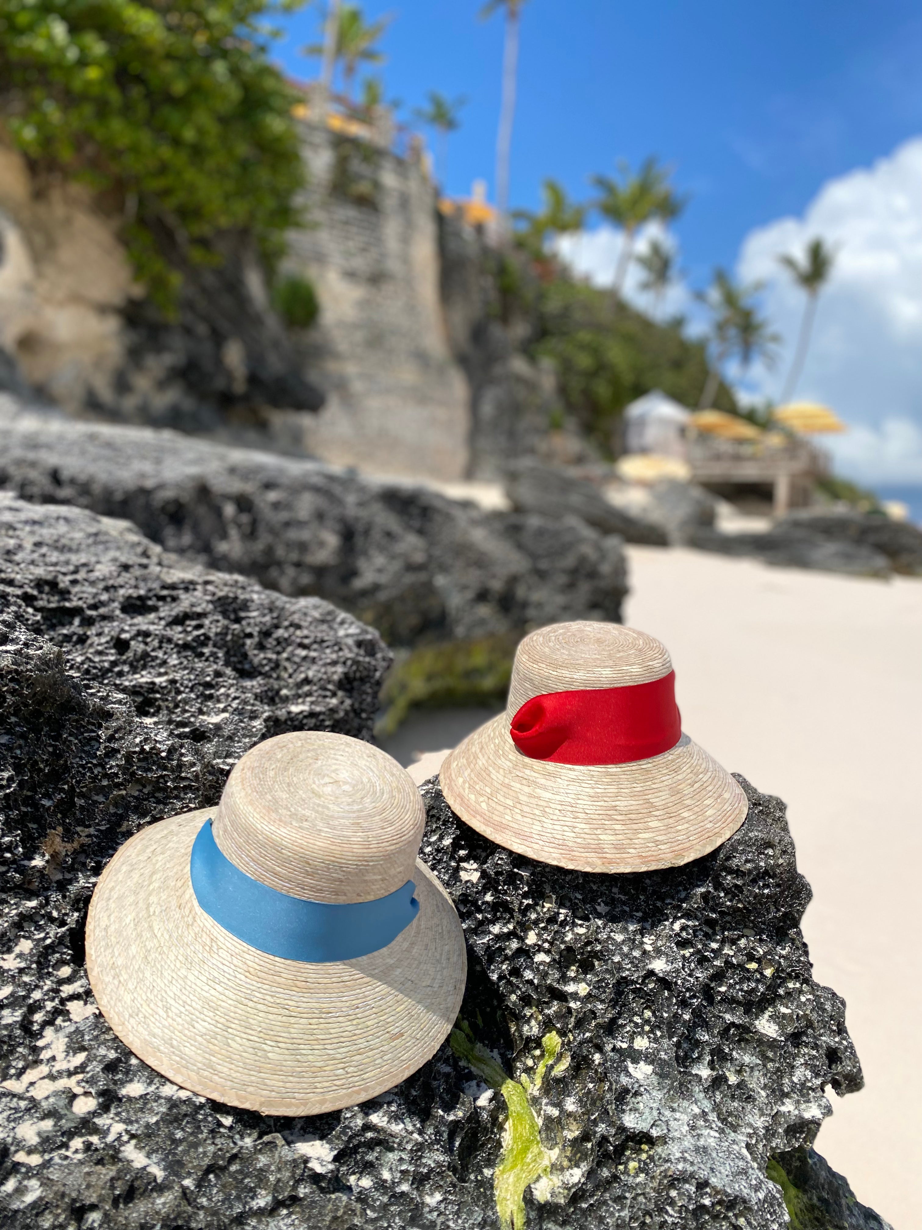 Clematis Bucket Hat - Wide & Short Navy Grosgrain Ribbon