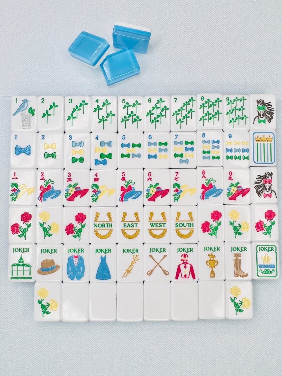 Mint and Roses Mahjong Tile Set