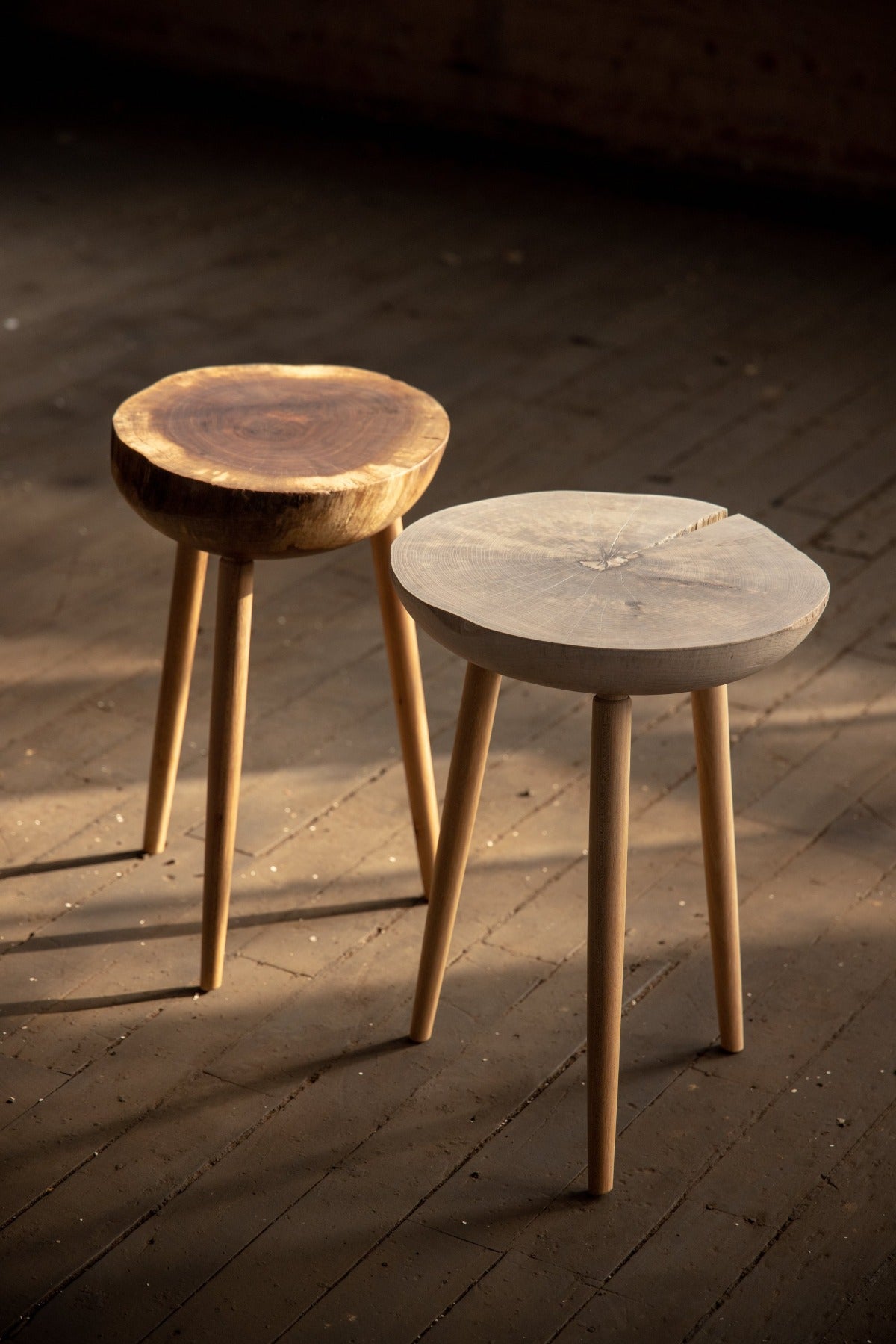 Live Edge Round Side Table | Fossil Table