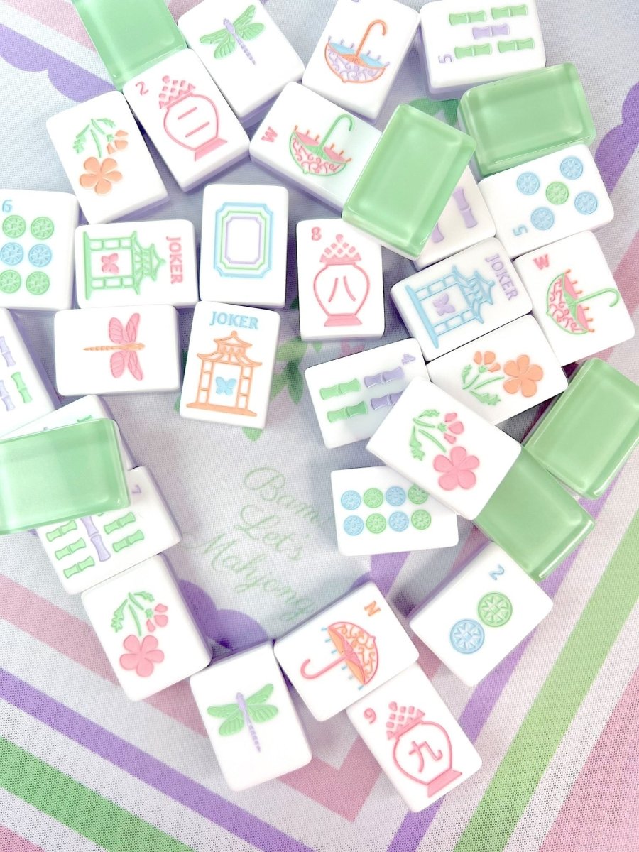 Garden Party Mahjong Tiles and Matching Mat
