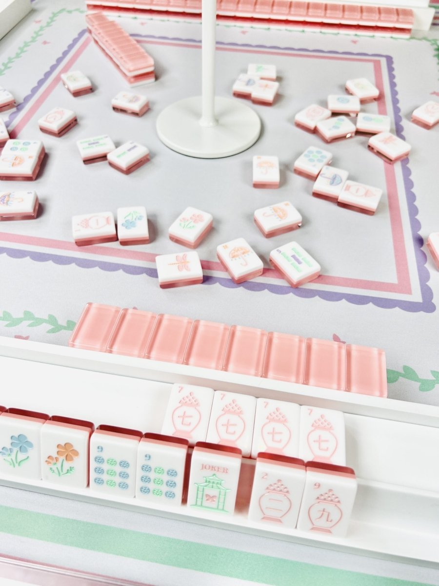 Garden Party Mahjong Tiles and Matching Mat