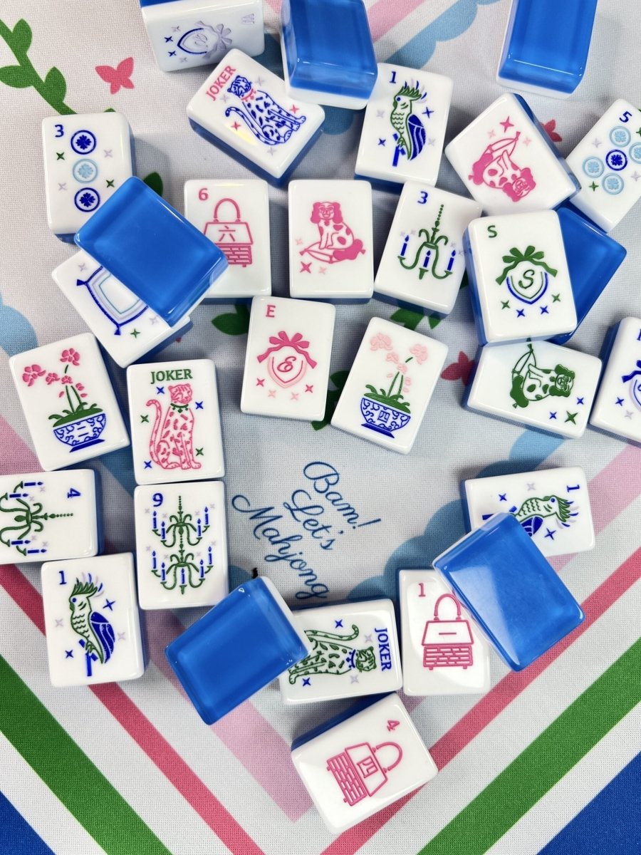 Grandmillennial Mahjong Tiles and Matching Mat