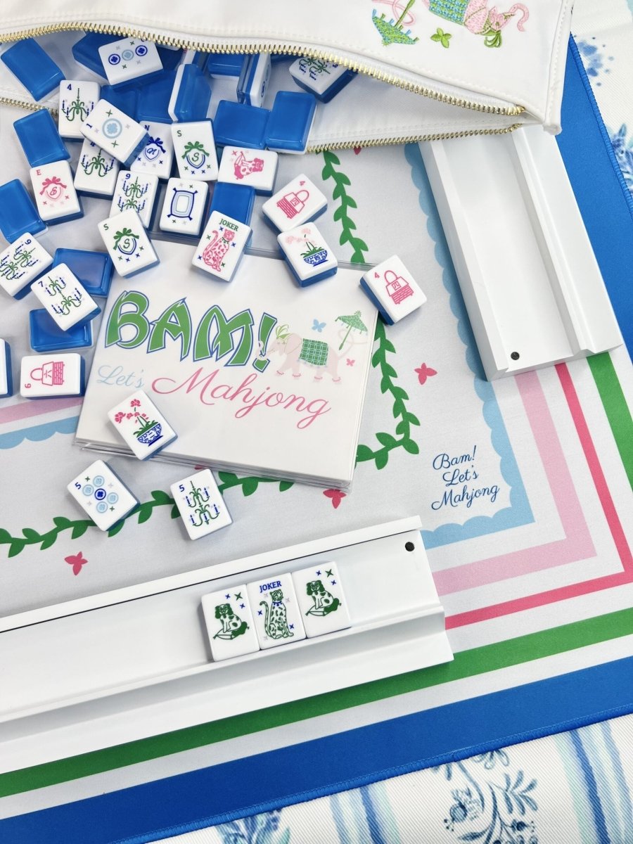 Grandmillennial Mahjong Tiles and Matching Mat