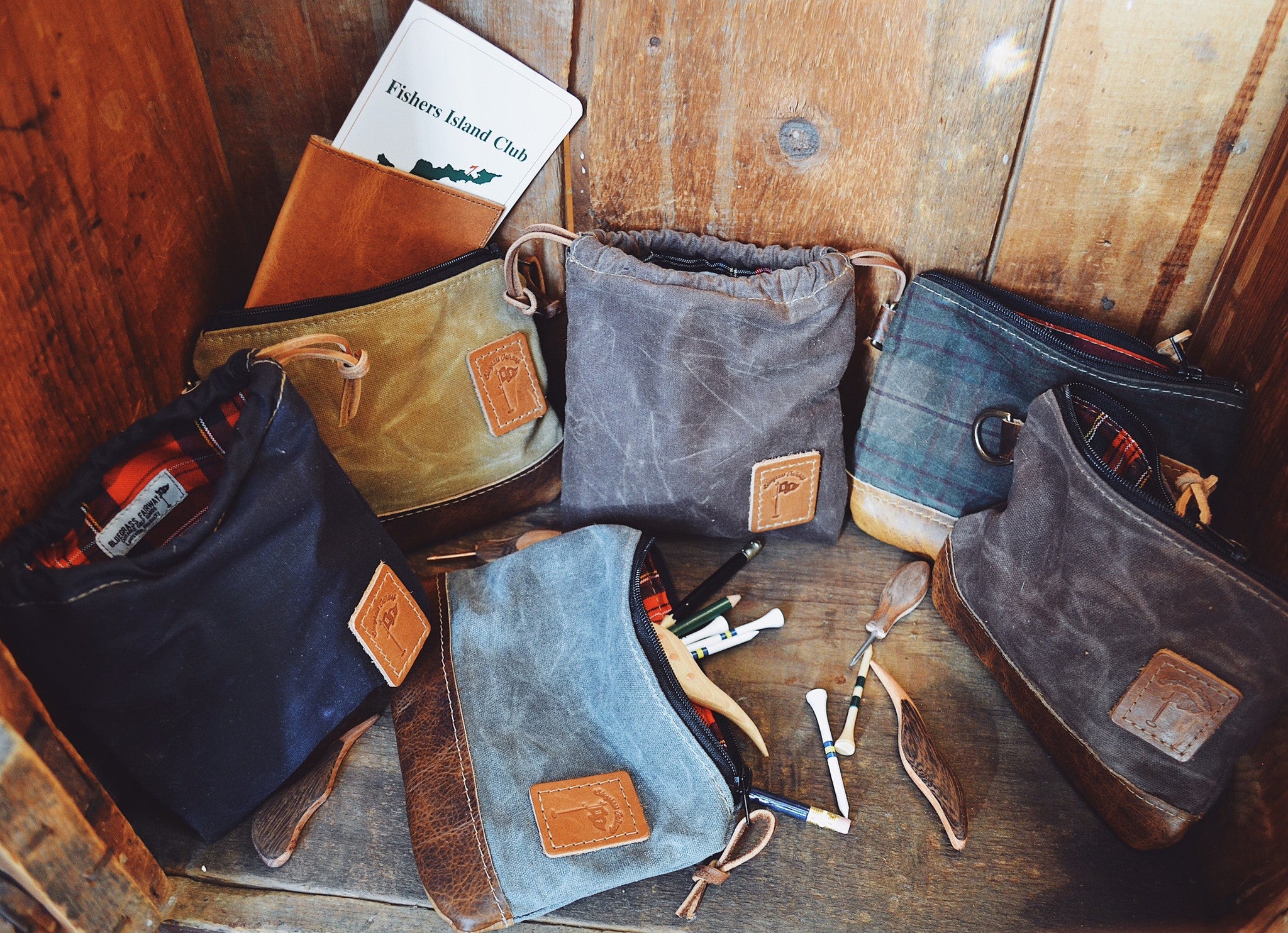 Waxed Canvas Golf Drawstring Valuables Pouch