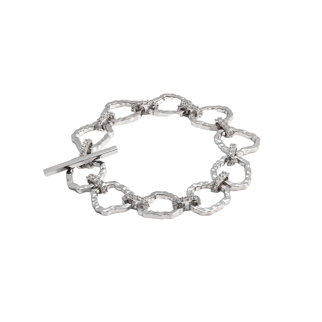 Silver chain bracelet on a white background