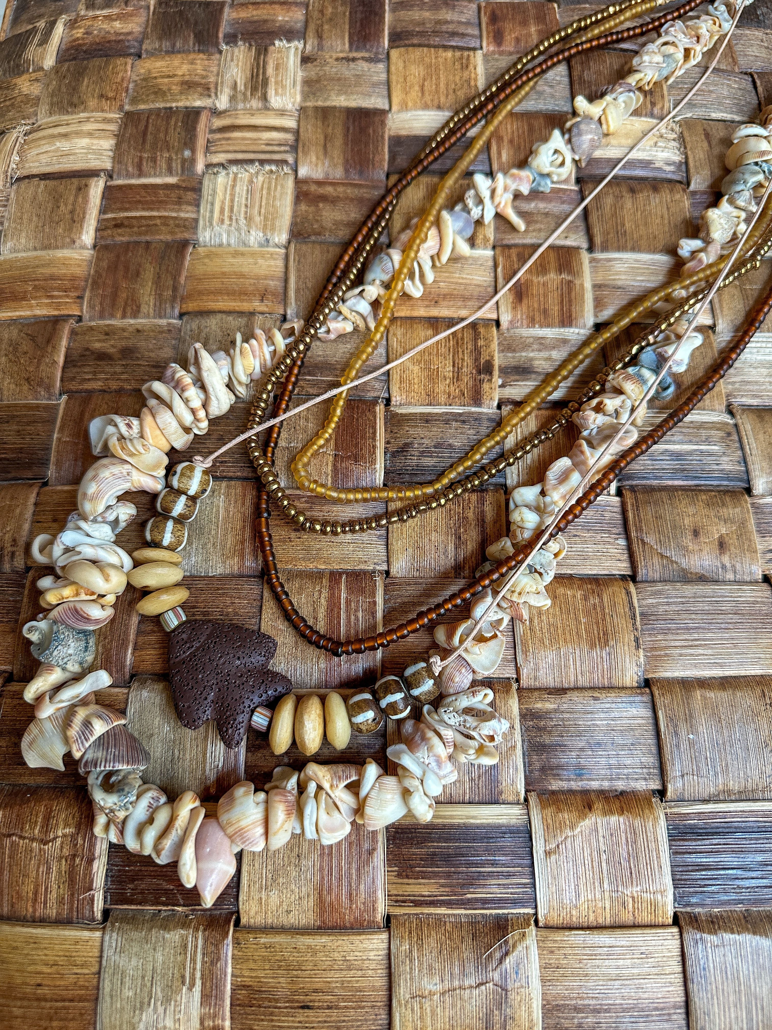 Layer Necklace Set | Brown Shell