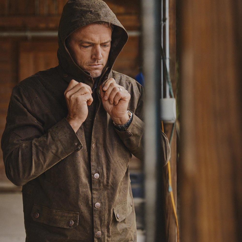 TSG Baeron Waxed Jacket in Rustic Olive
