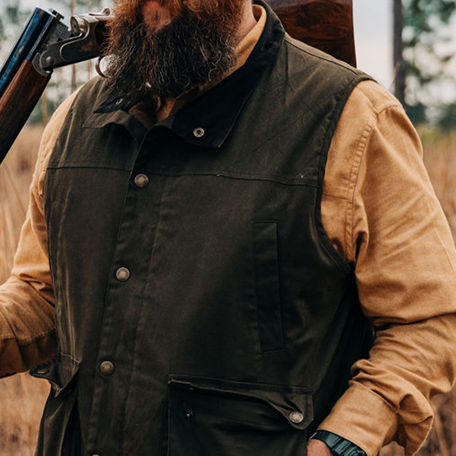TSG Baeron Waxed Vest in Rustic Olive