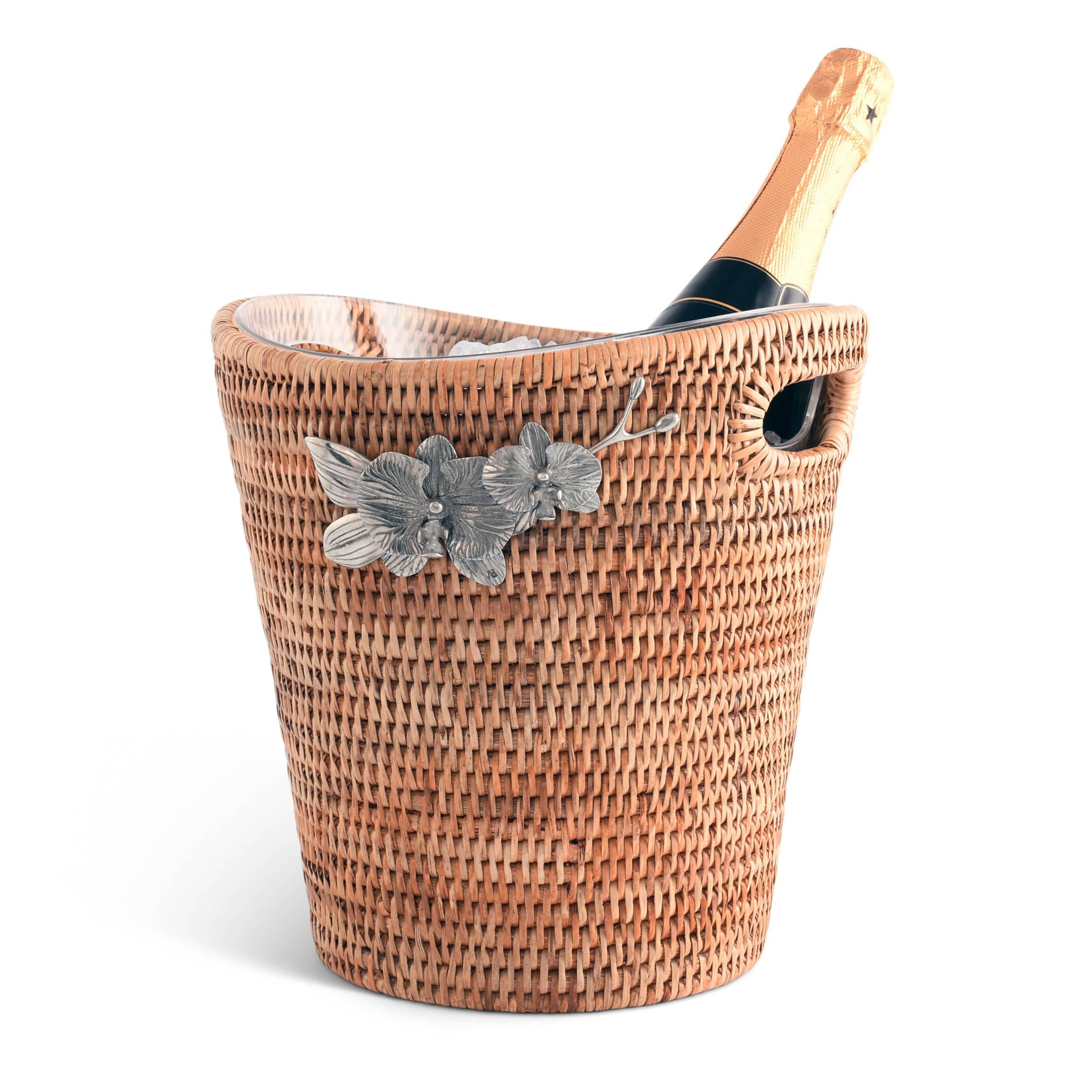 Orchids Hand Woven Wicker Rattan Ice Bucket