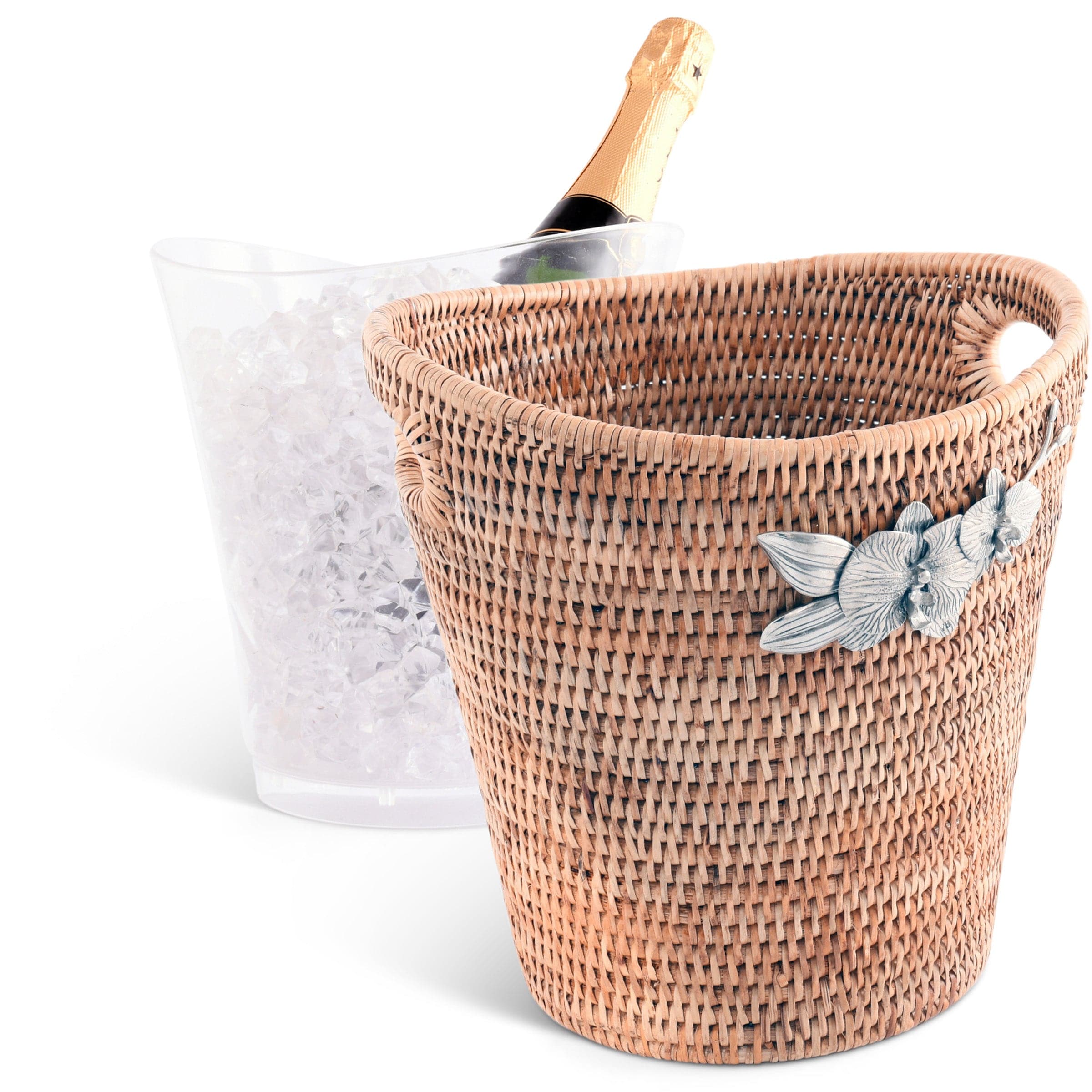 Orchids Hand Woven Wicker Rattan Ice Bucket