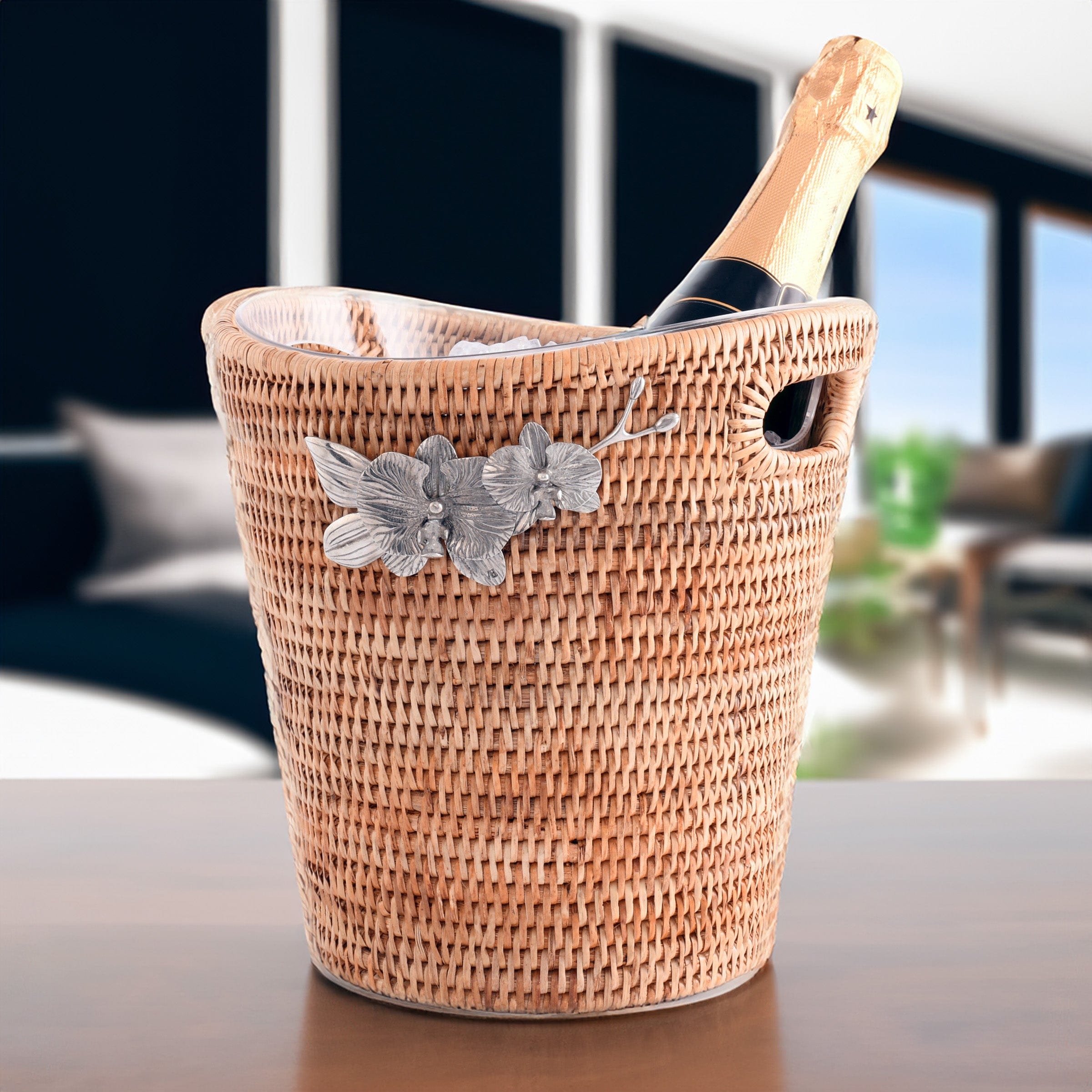 Orchids Hand Woven Wicker Rattan Ice Bucket