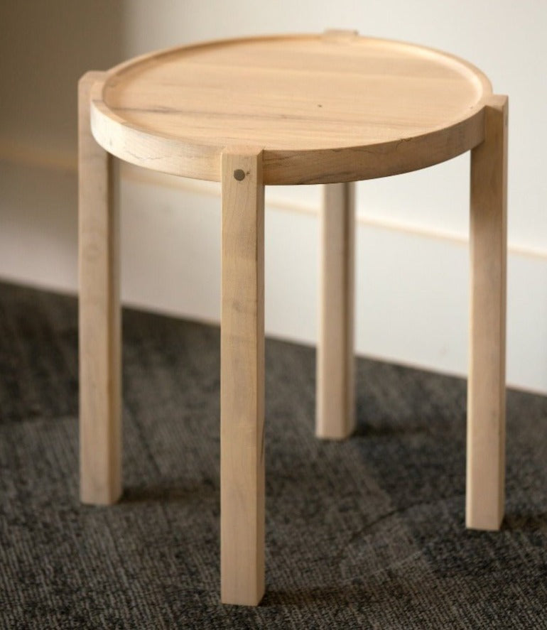 Waverly Side Table | Modern Round Wood Side Table with Metal Details