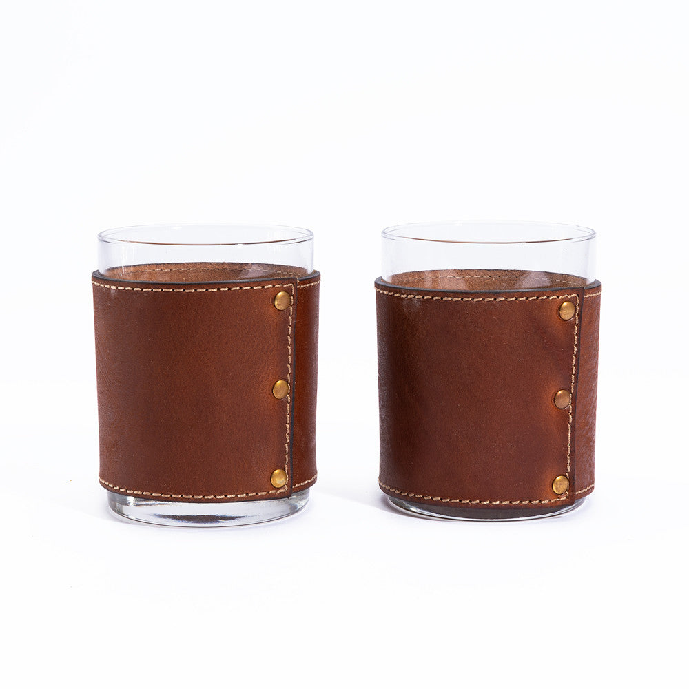 Leather Wrapped Rocks Glasses (No monogram)
