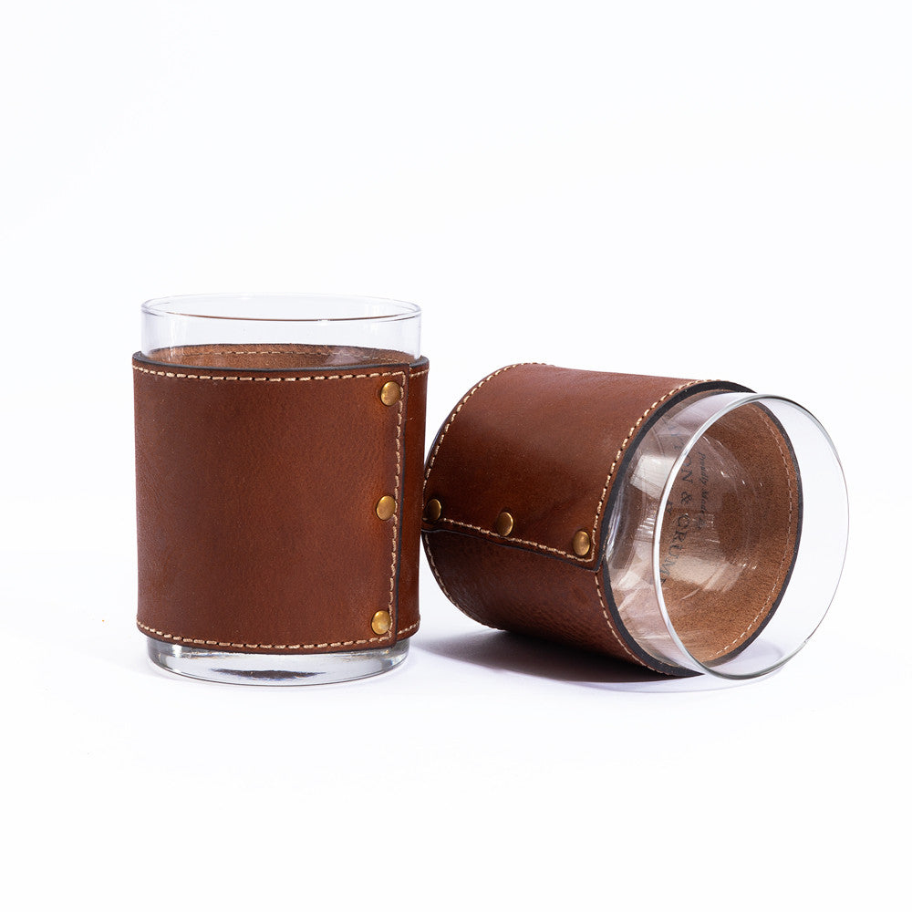 Leather Wrapped Rocks Glasses (No monogram)