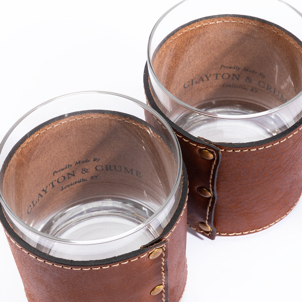 Leather Wrapped Rocks Glasses (No monogram)