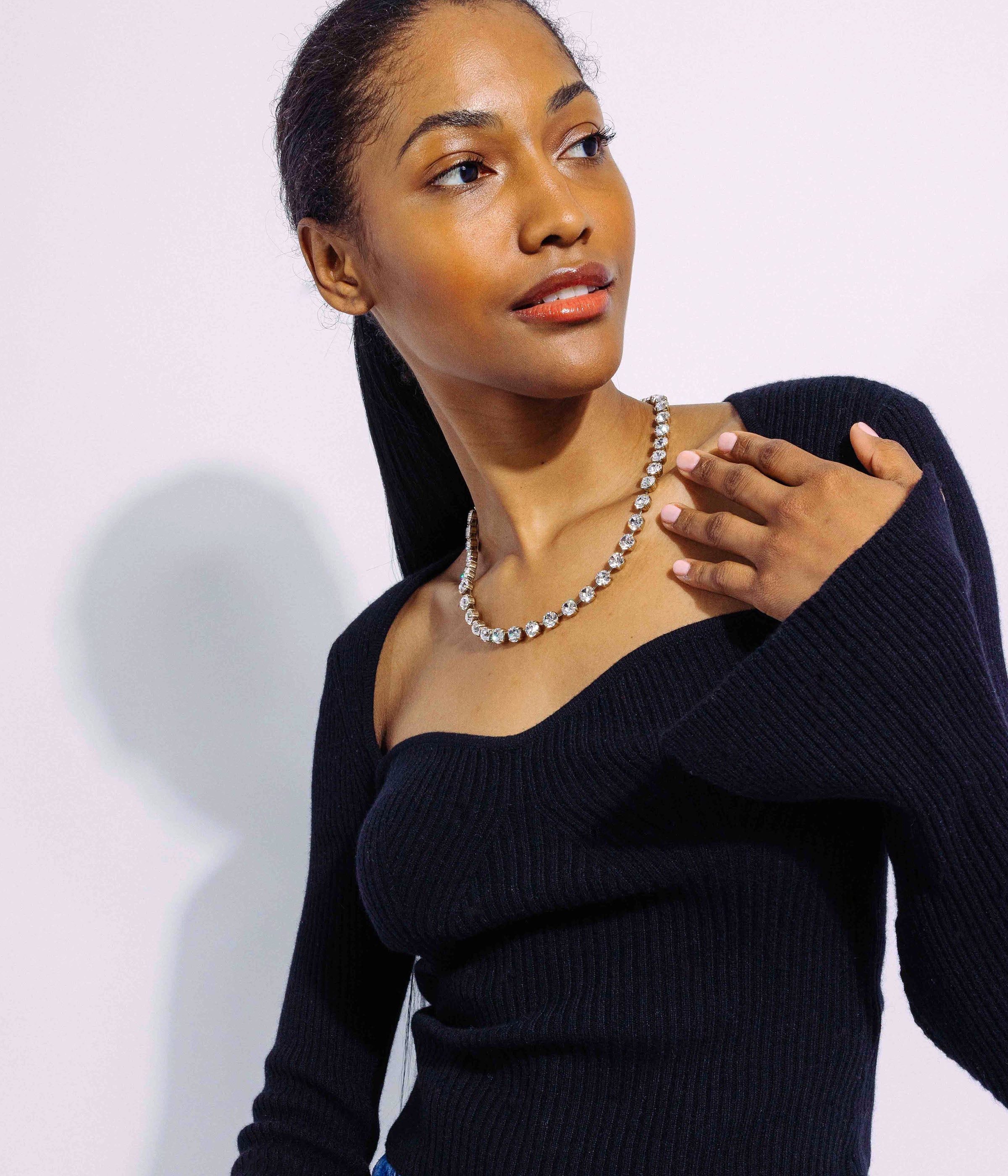 Arista Slider Necklace in Crystal