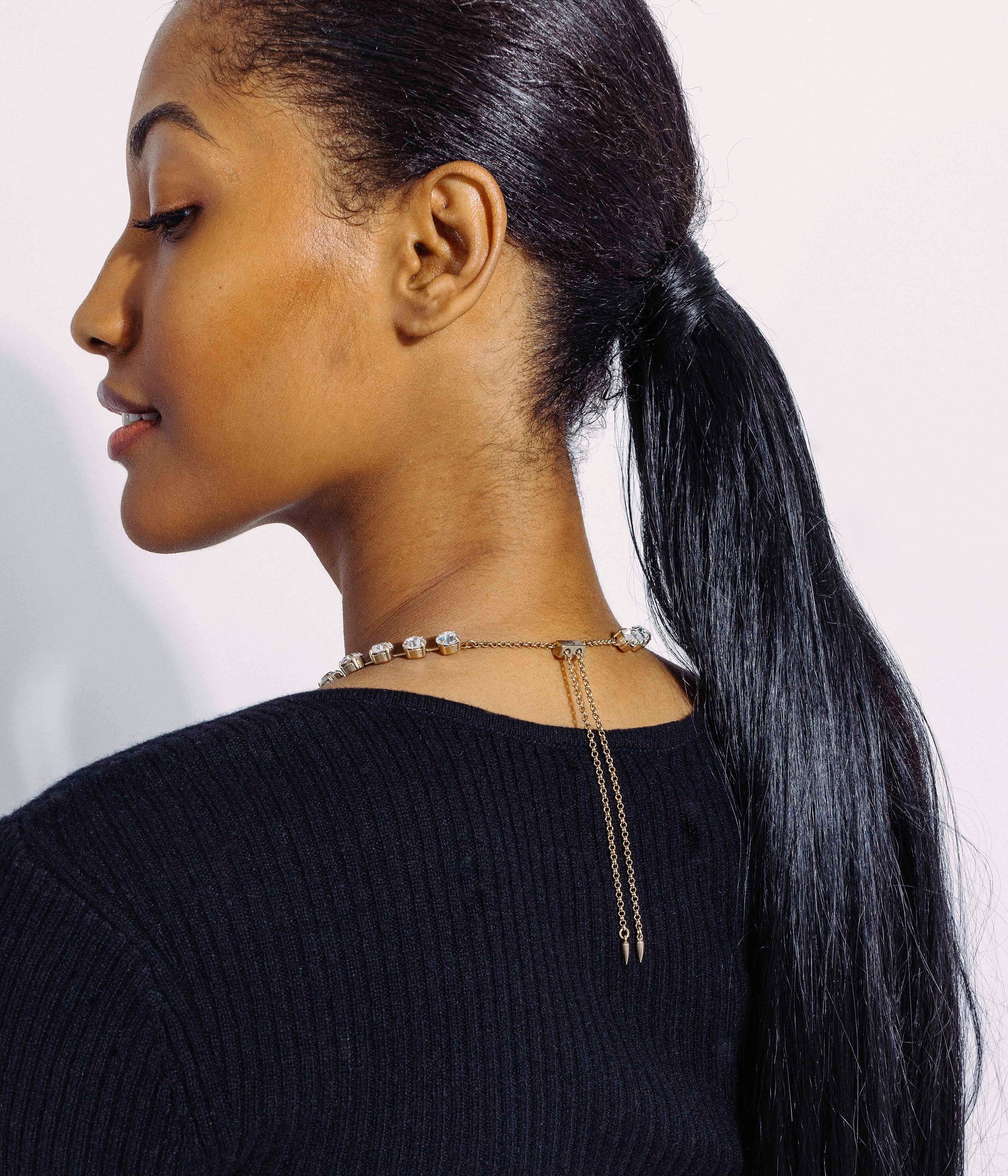 Arista Slider Necklace in Crystal