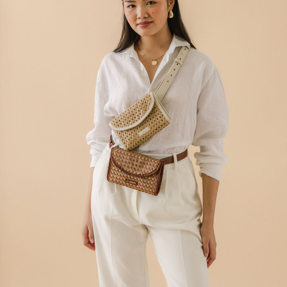 Byrdie Belt Bag in Brown Cane