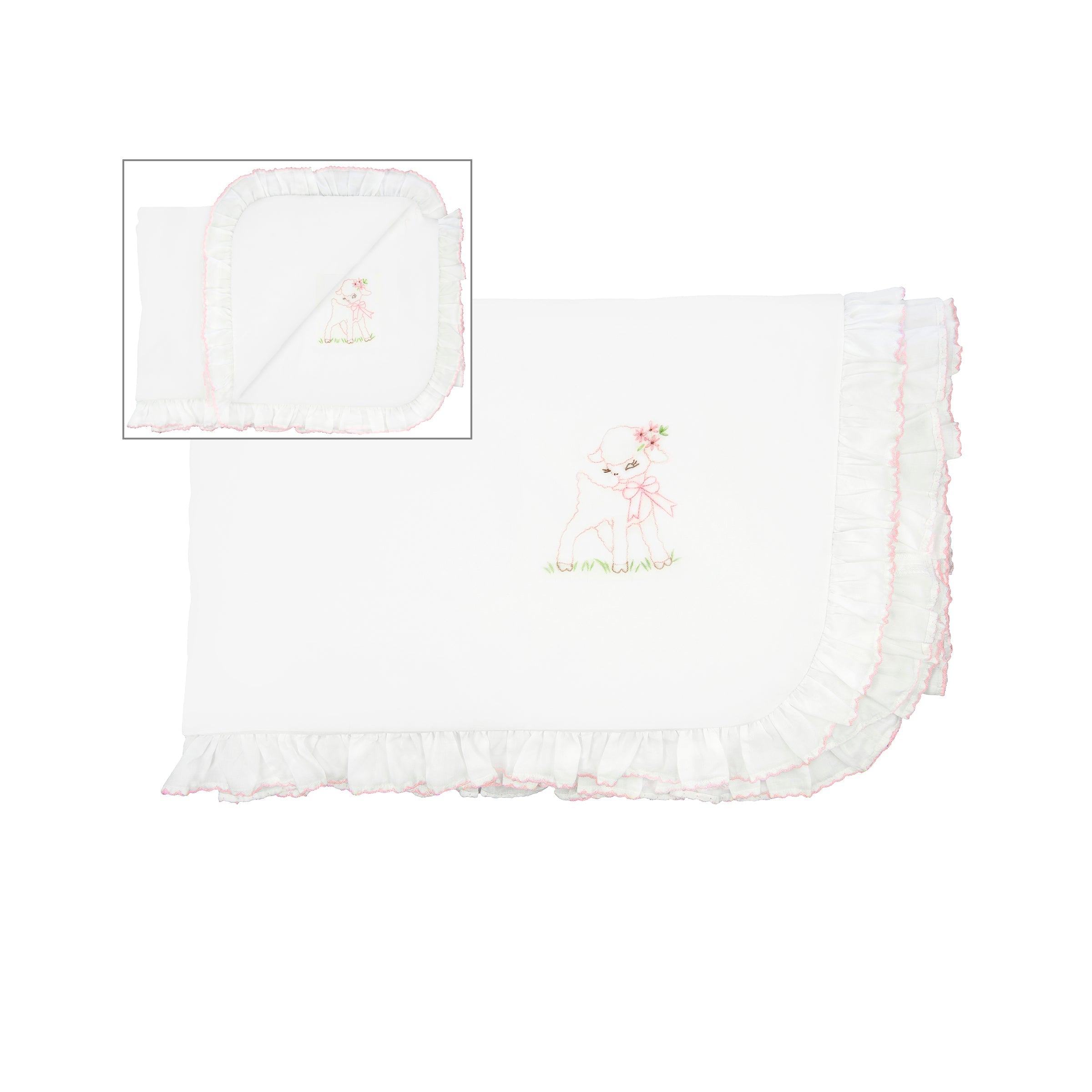 Baby Lamb & Bee Cotton Stroller Blanket